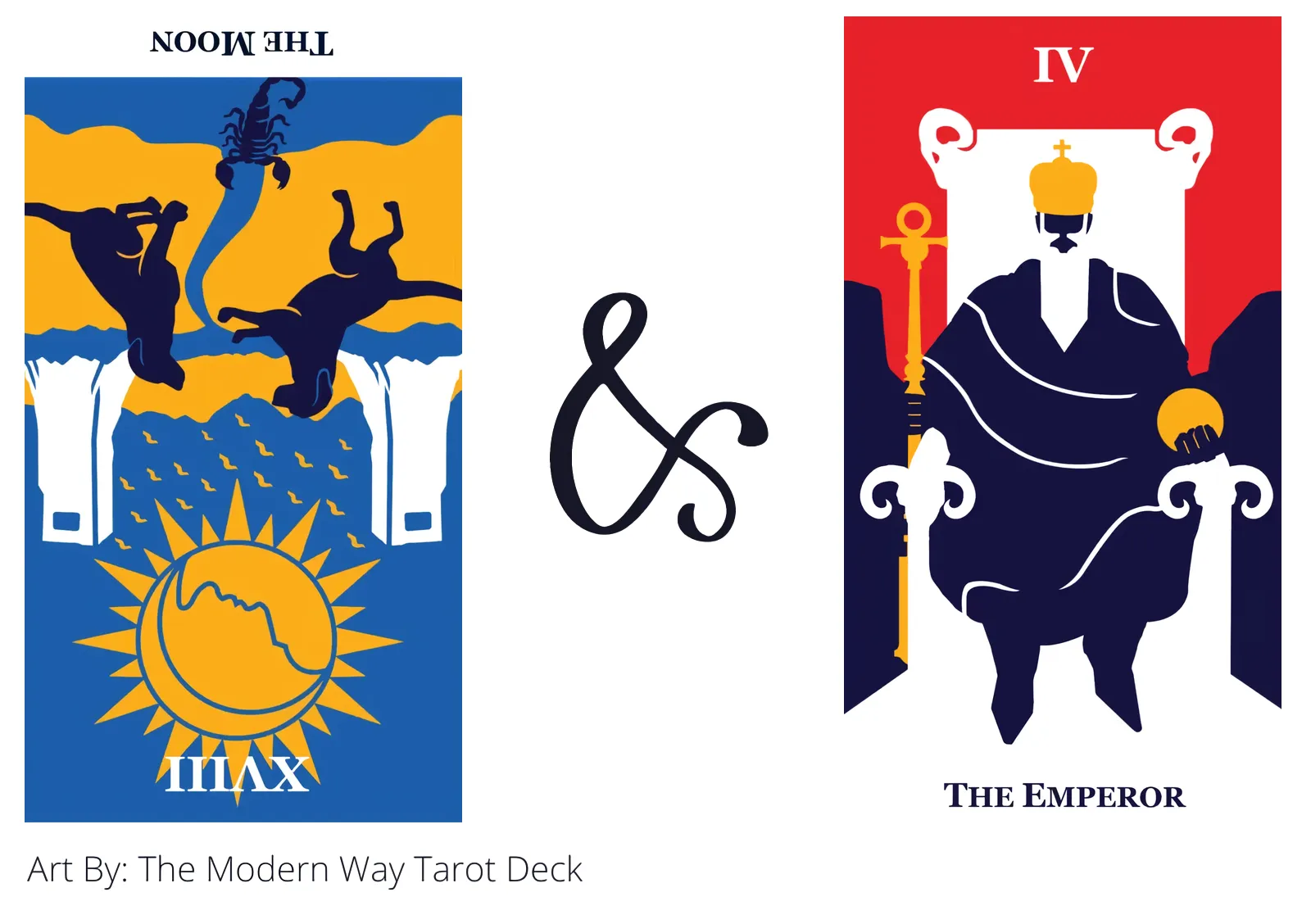 the moon reversed and the emperor tarot cards together