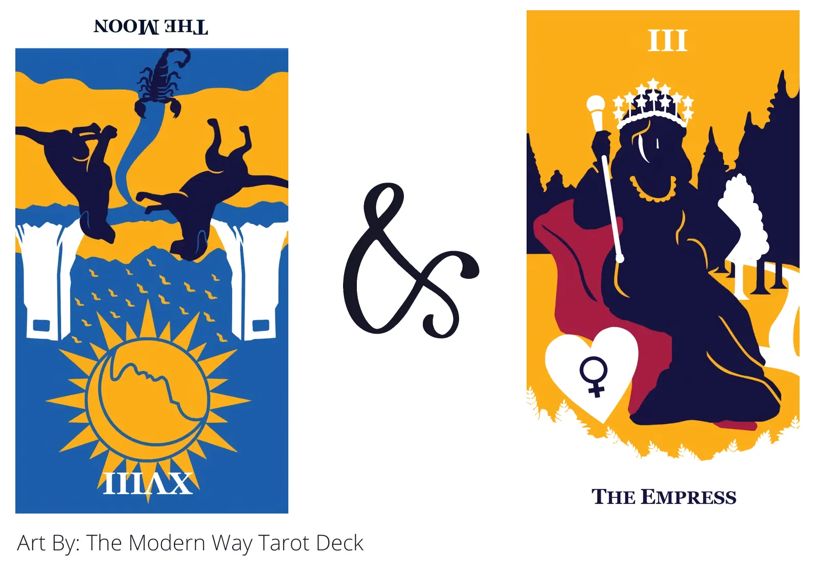 the moon reversed and the empress tarot cards together