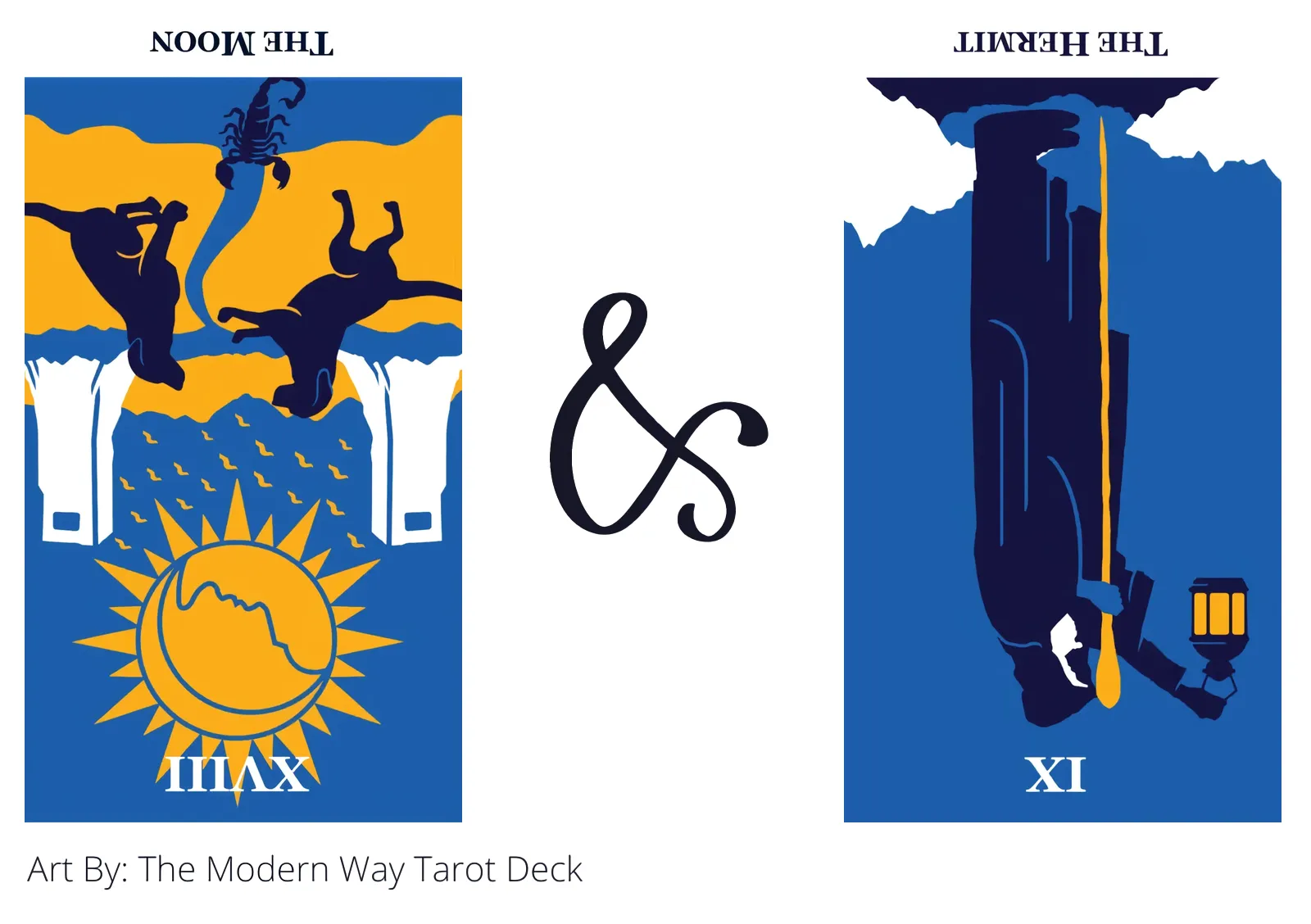 the moon reversed and the hermit reversed tarot cards together