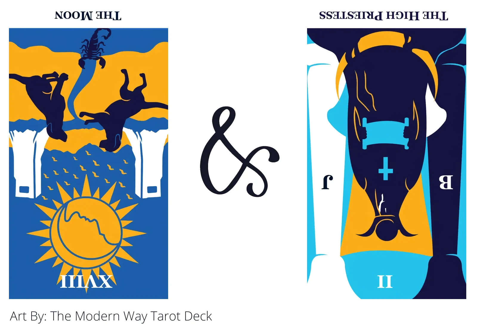 the moon reversed and the high priestess reversed tarot cards together