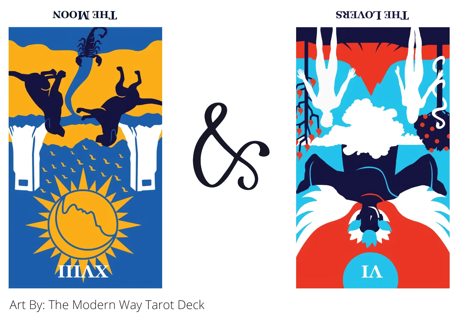 the moon reversed and the lovers reversed tarot cards together