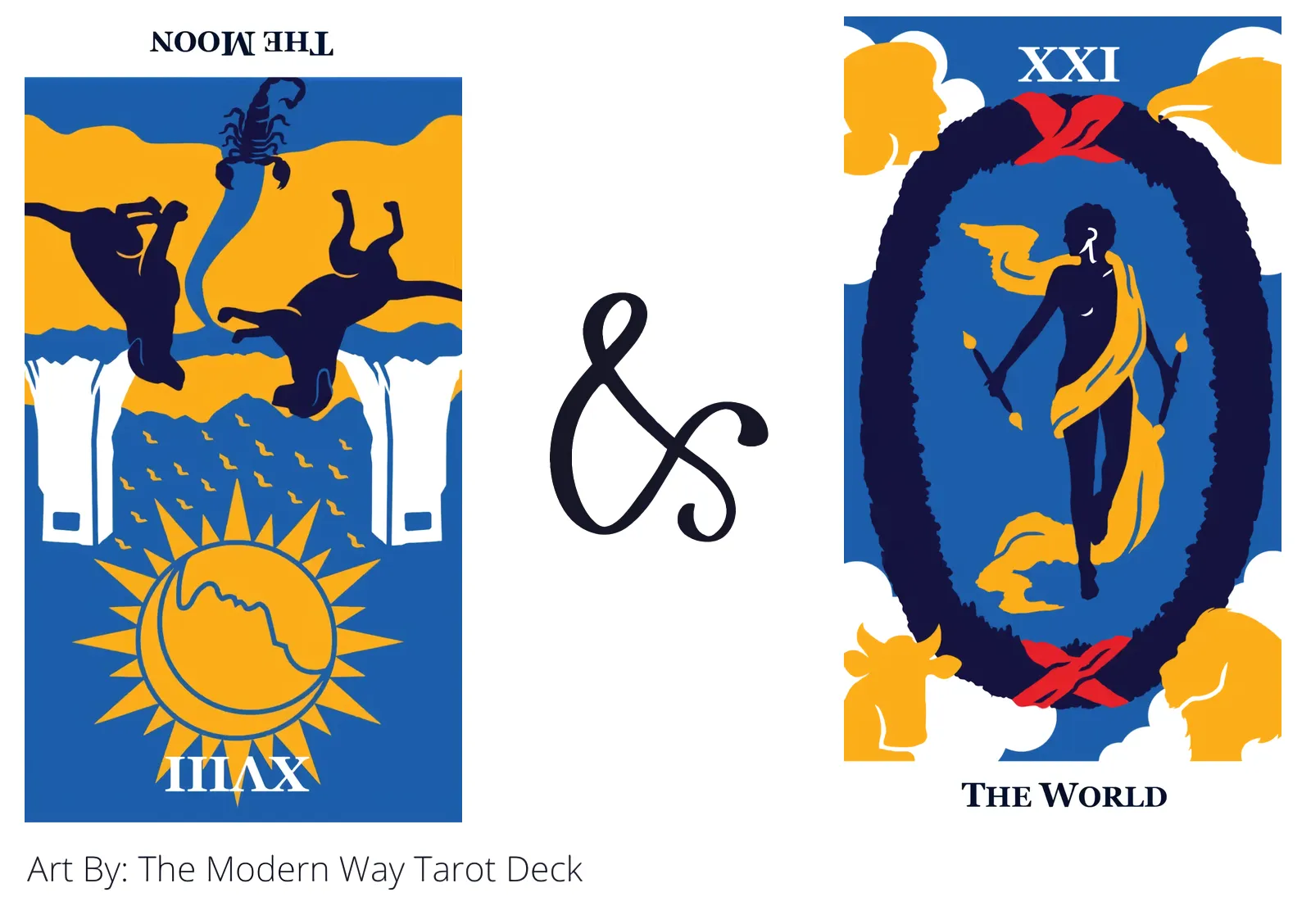 the moon reversed and the world tarot cards together
