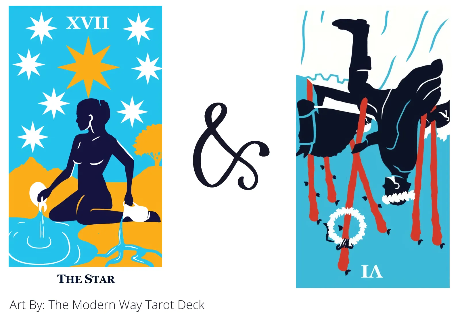 the star and six of wands reversed tarot cards together