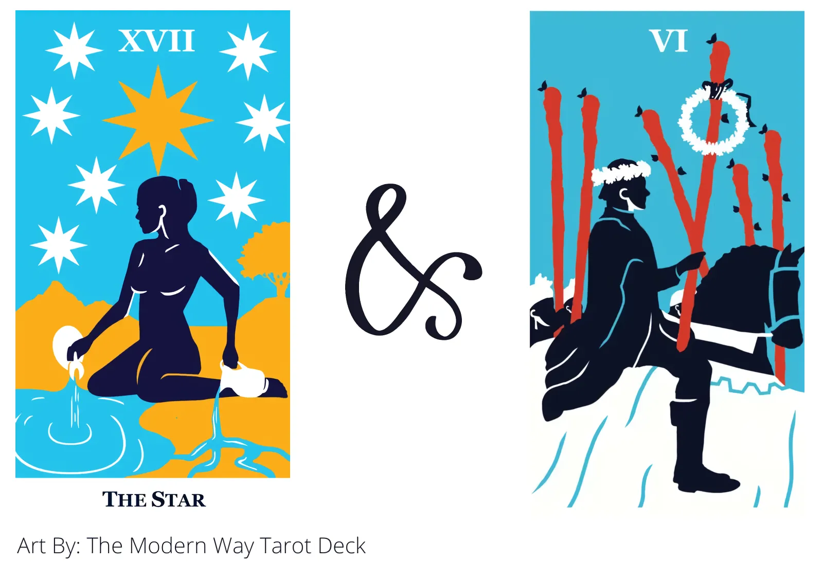 the star and six of wands tarot cards together