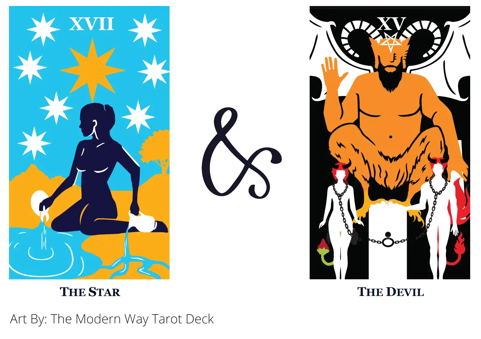the star and the devil tarot cards together