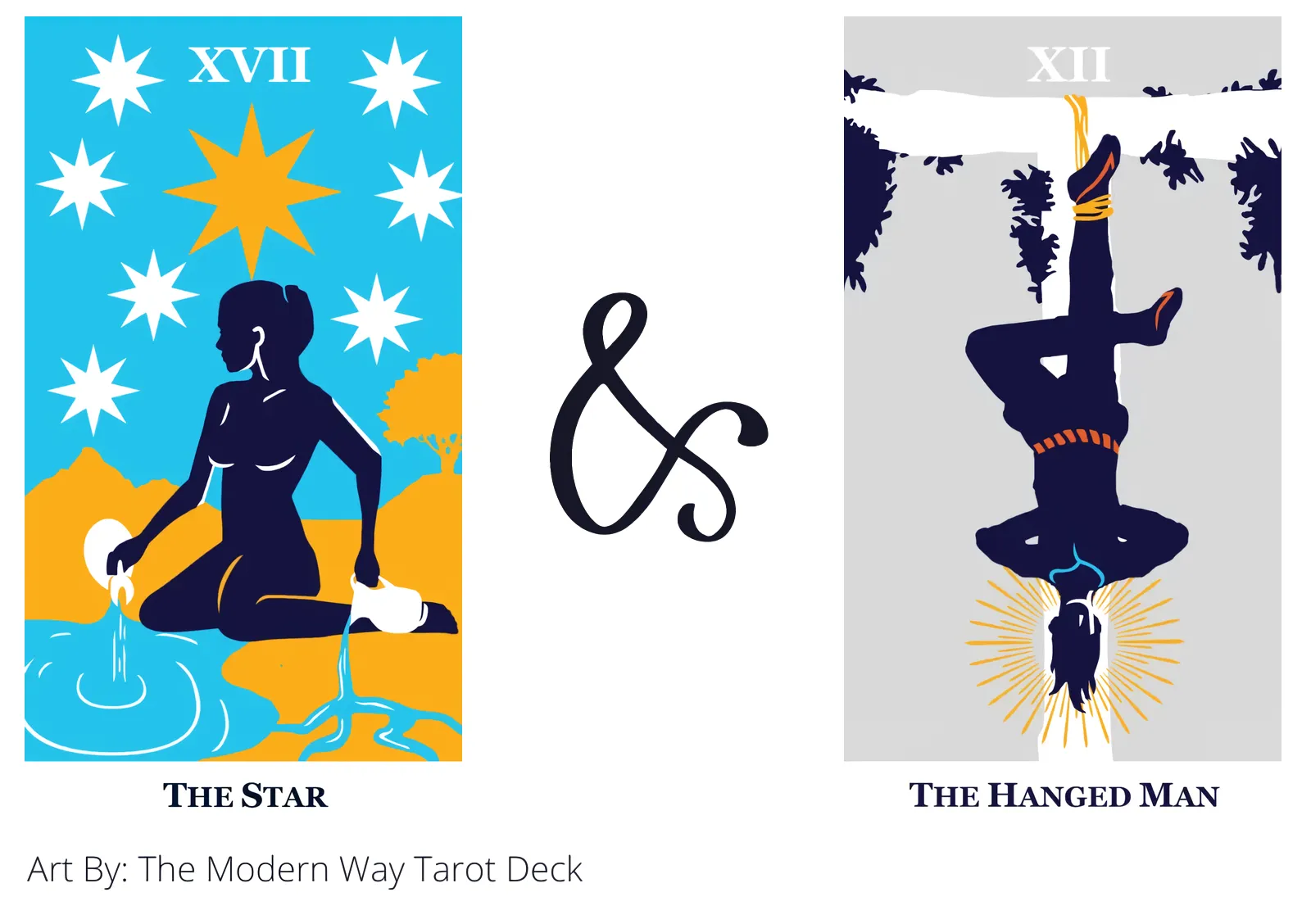 the star and the hanged man tarot cards together