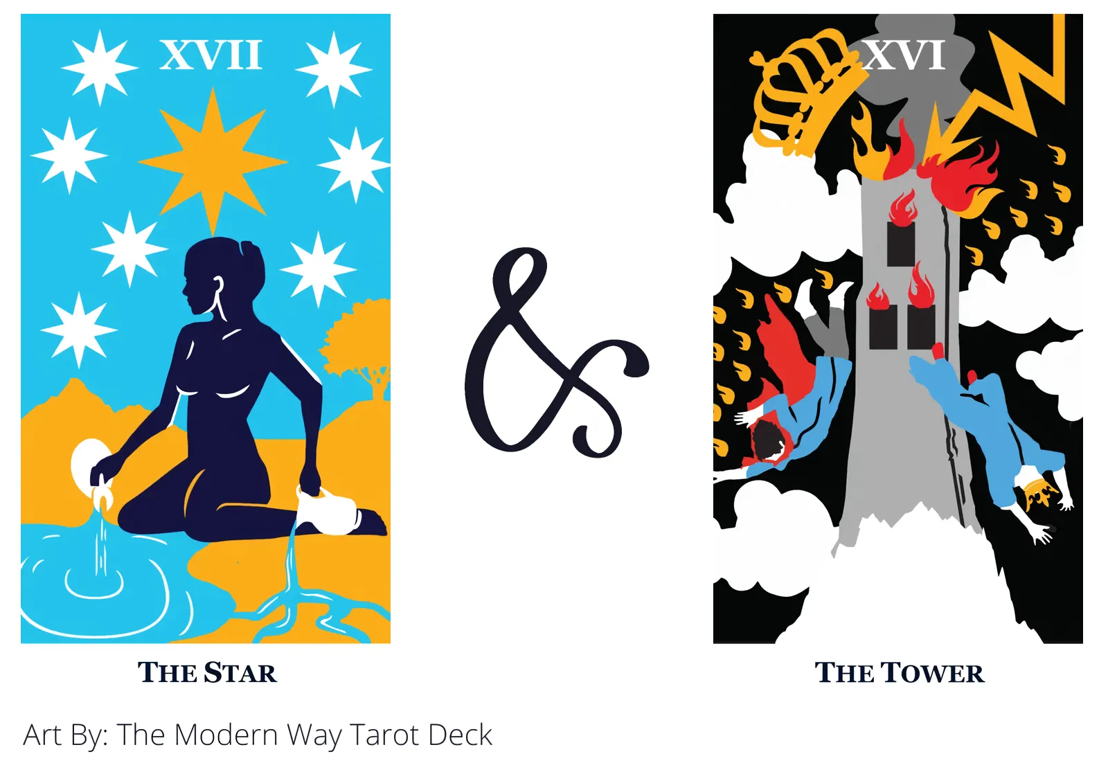 the star and the tower tarot cards together