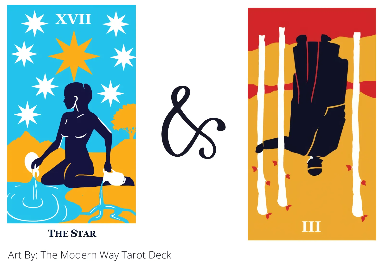 the star and three of wands reversed tarot cards together