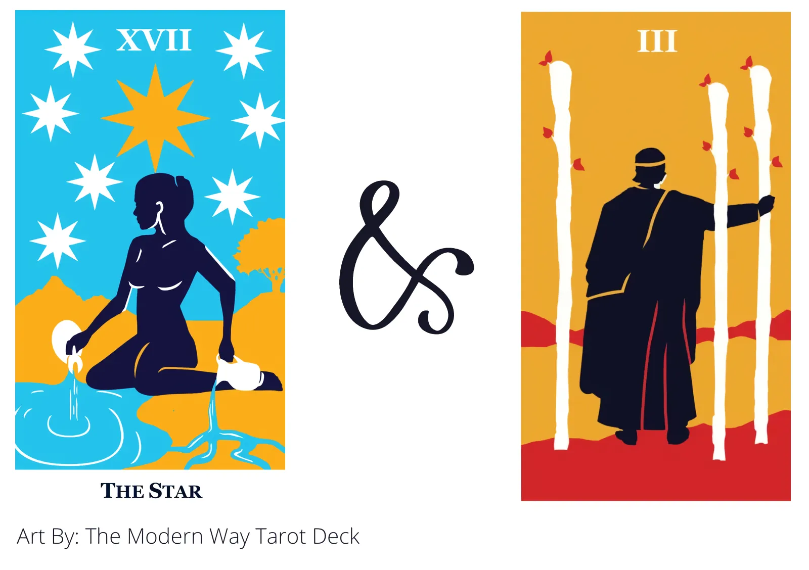the star and three of wands tarot cards together