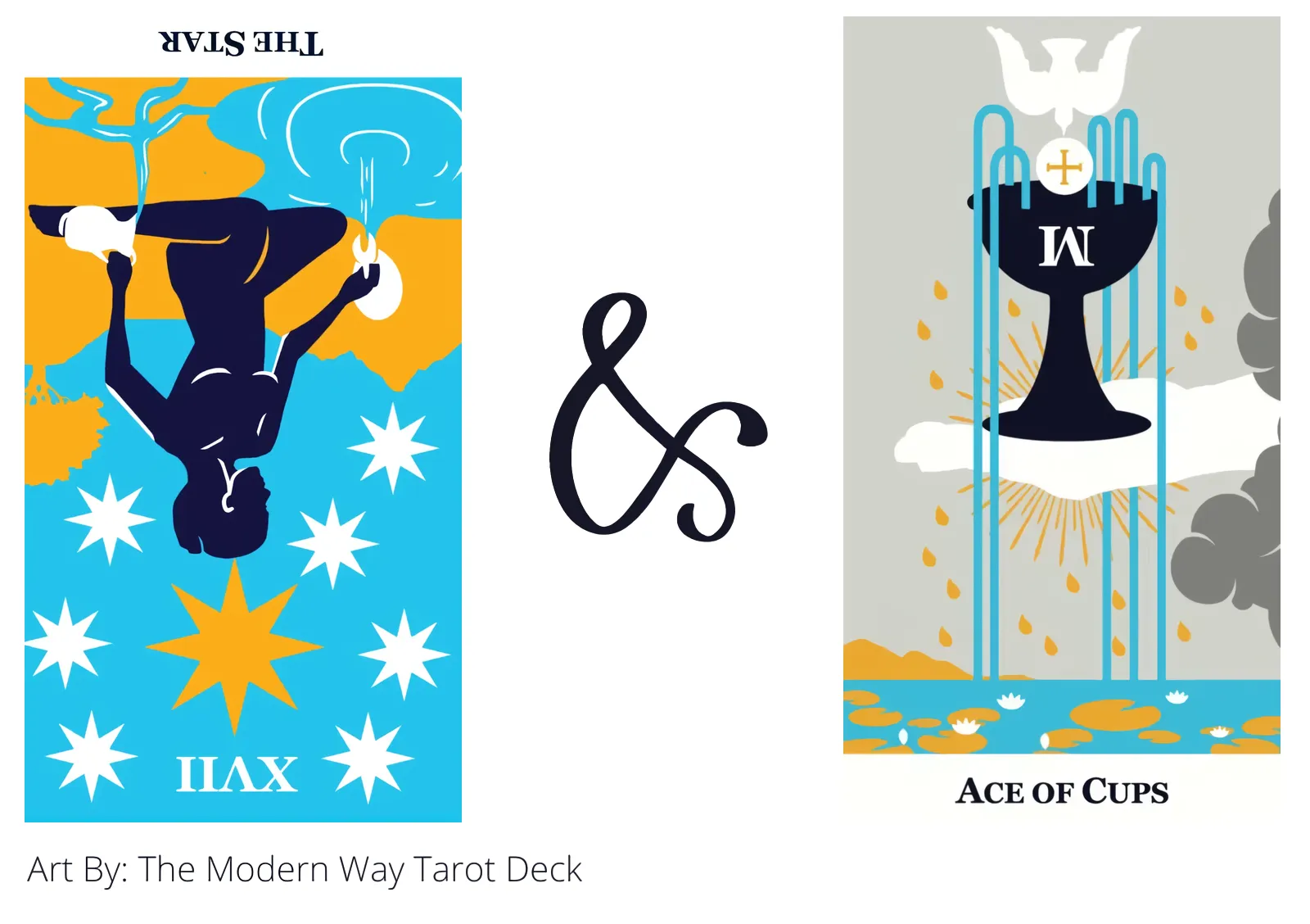 the star reversed and ace of cups tarot cards together