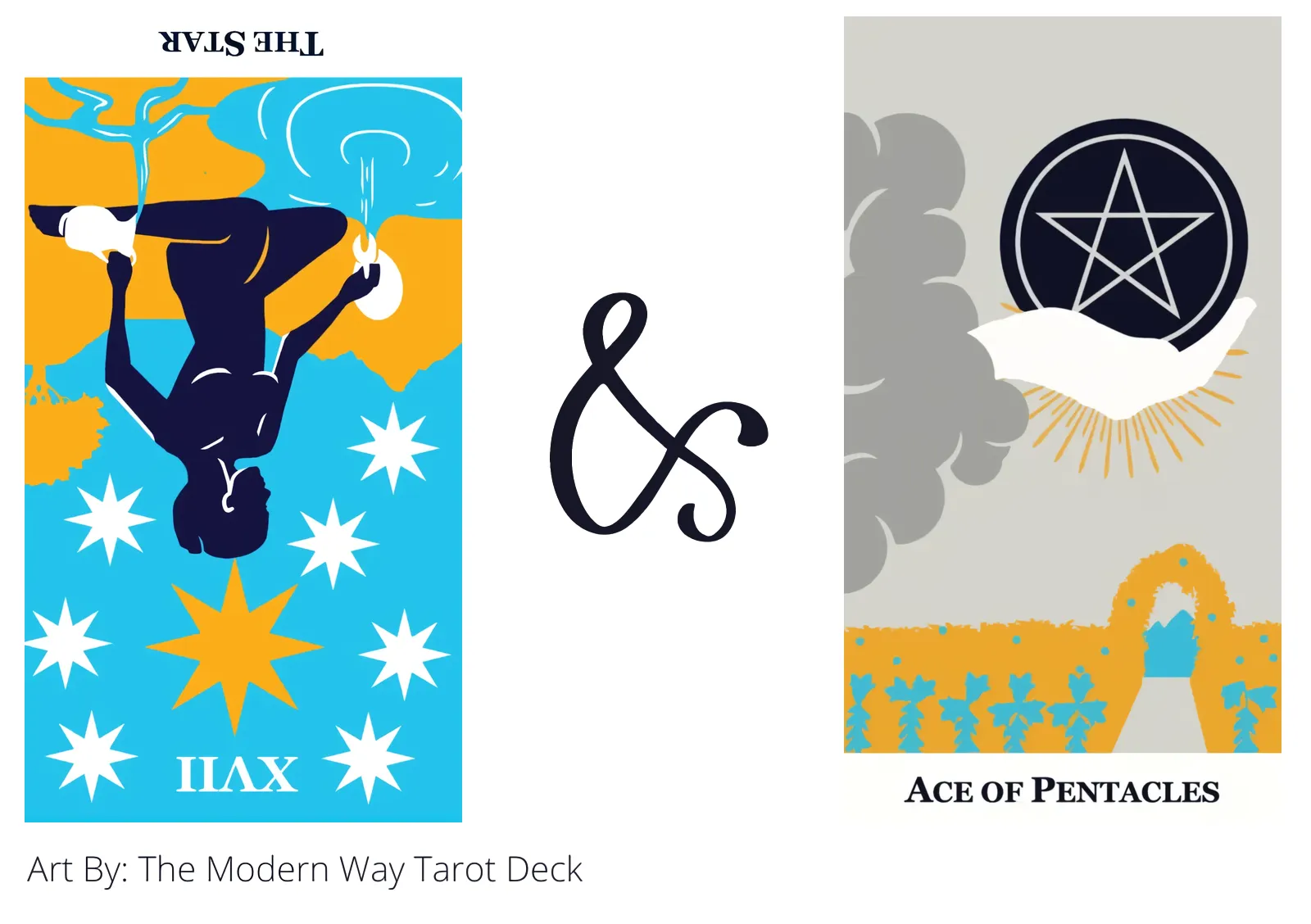 the star reversed and ace of pentacles tarot cards together