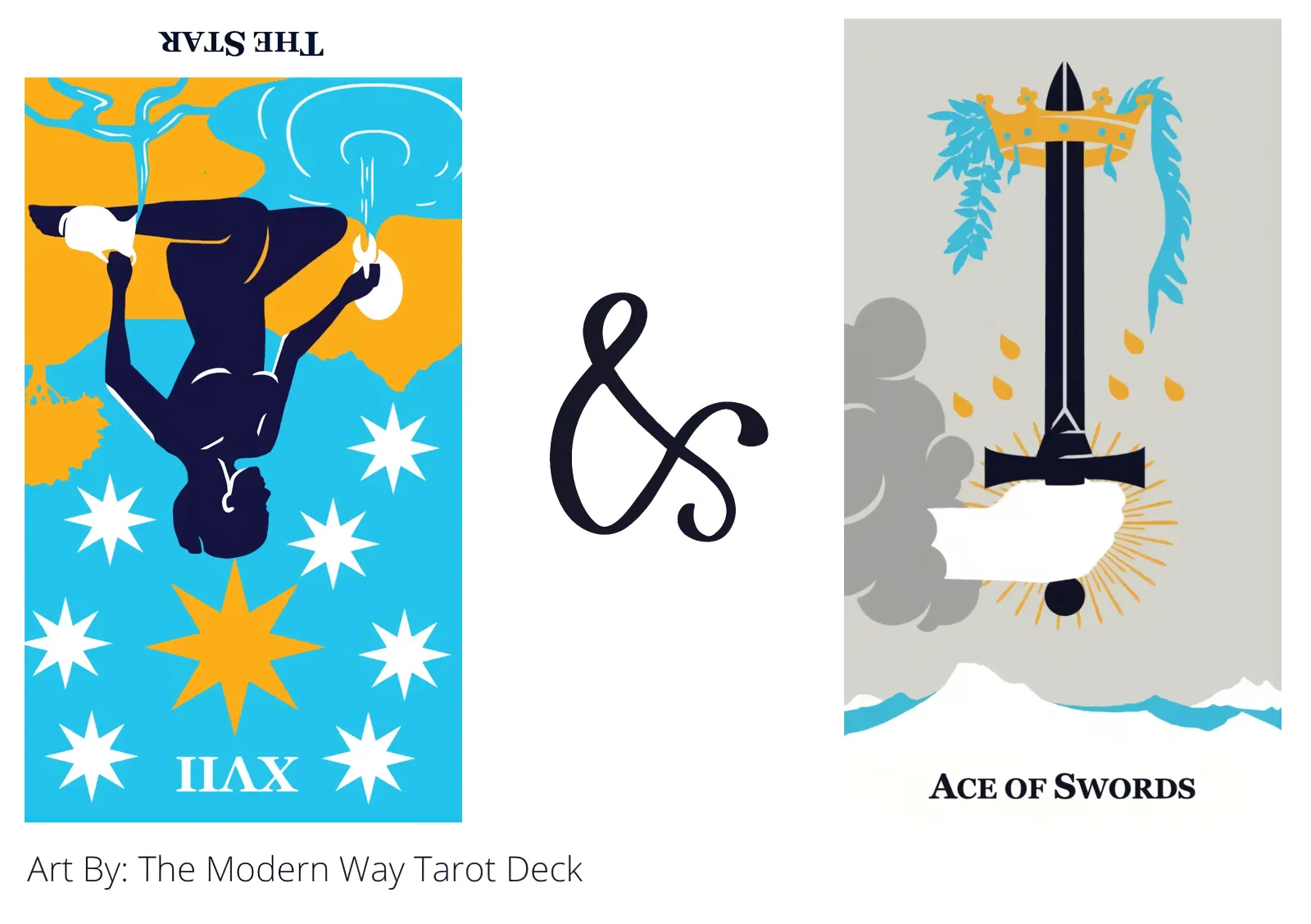 the star reversed and ace of swords tarot cards together