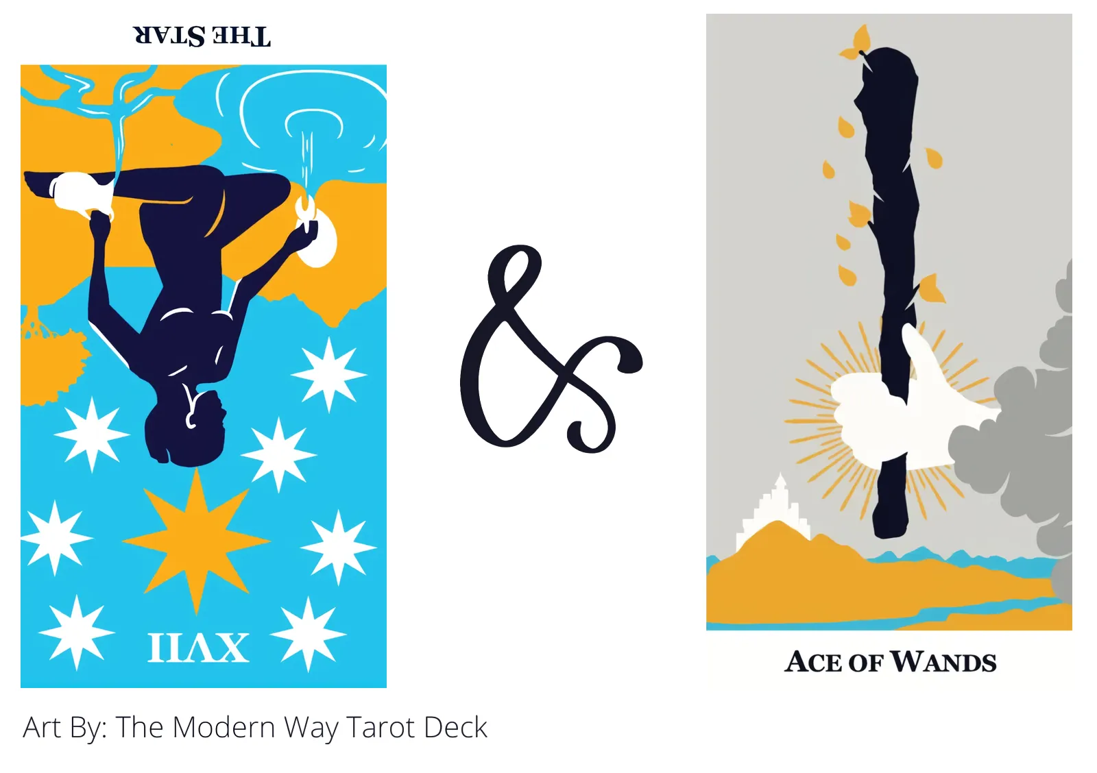 the star reversed and ace of wands tarot cards together