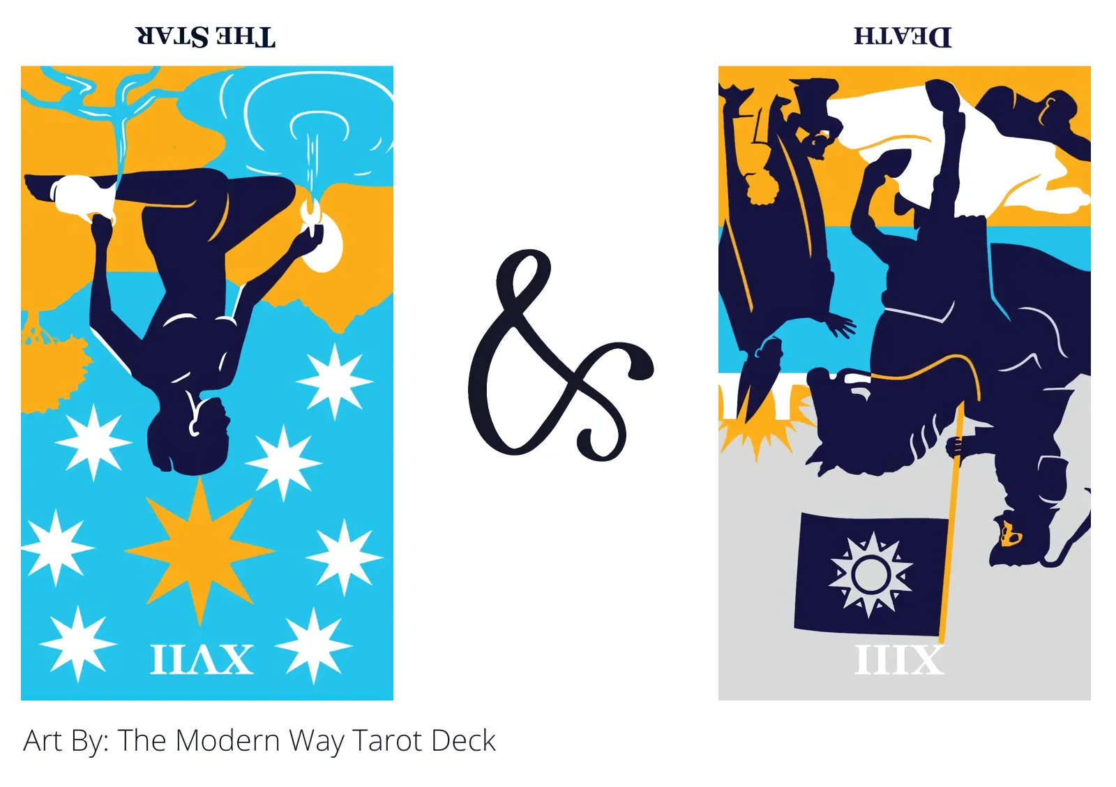 the star reversed and death reversed tarot cards together