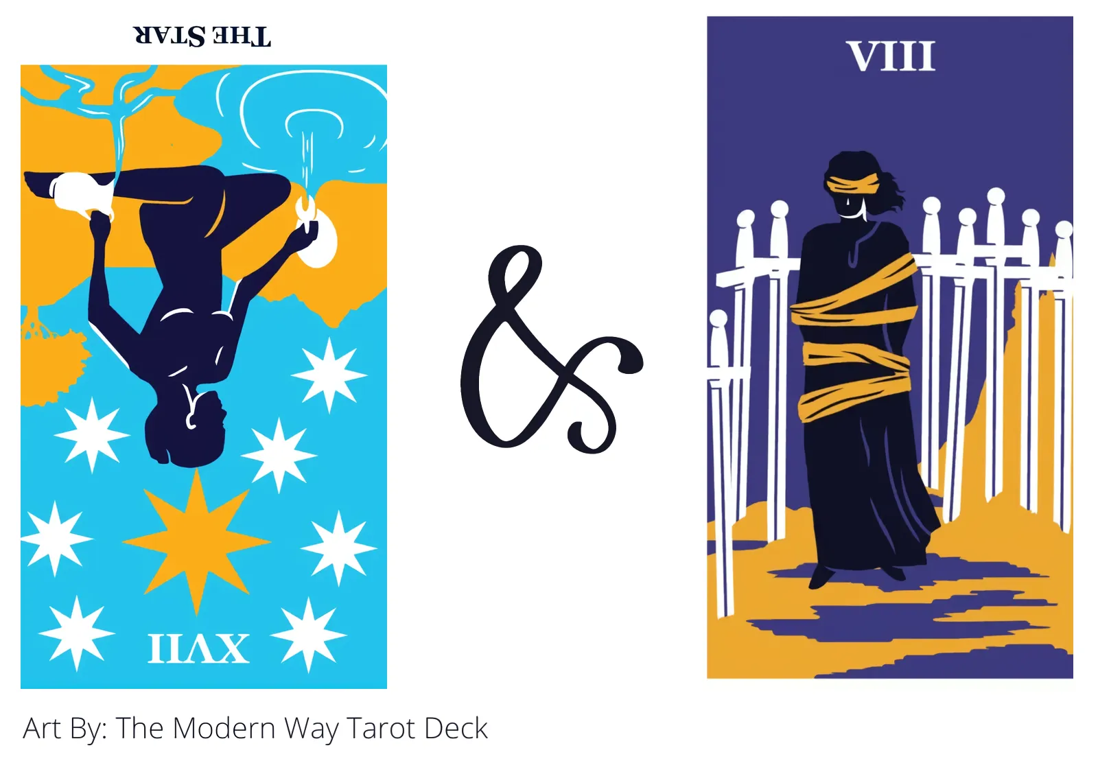 the star reversed and eight of swords tarot cards together