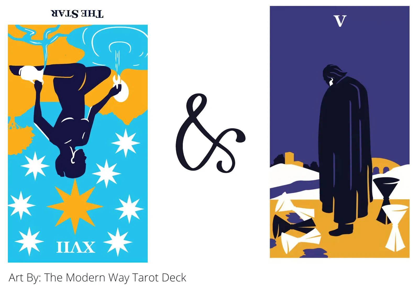 the star reversed and five of cups tarot cards together