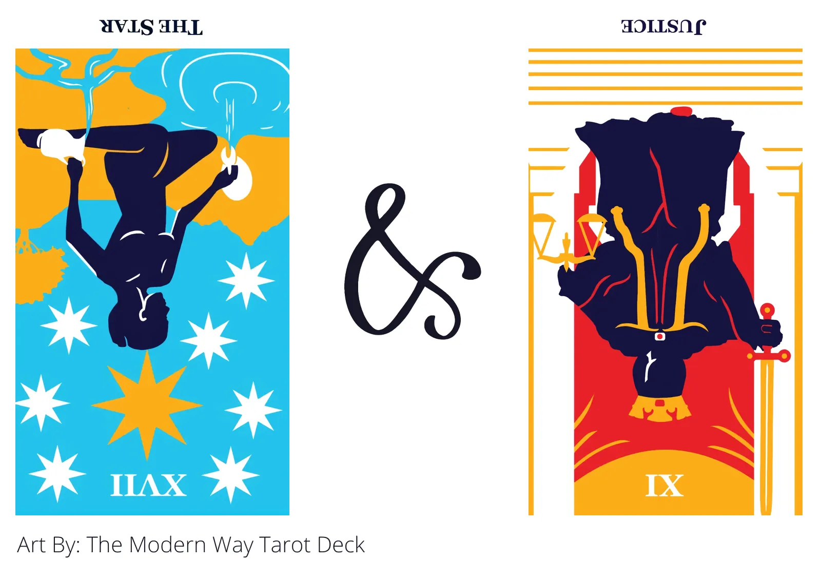 the star reversed and justice reversed tarot cards together