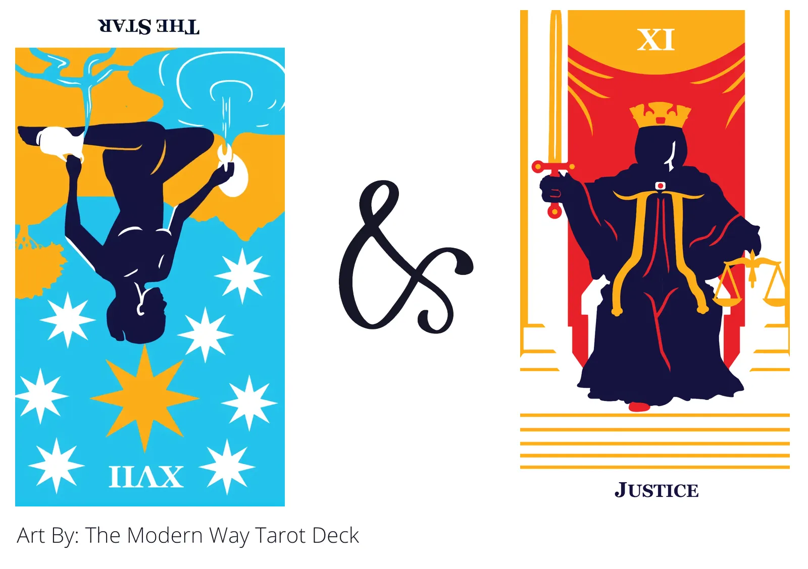 the star reversed and justice tarot cards together