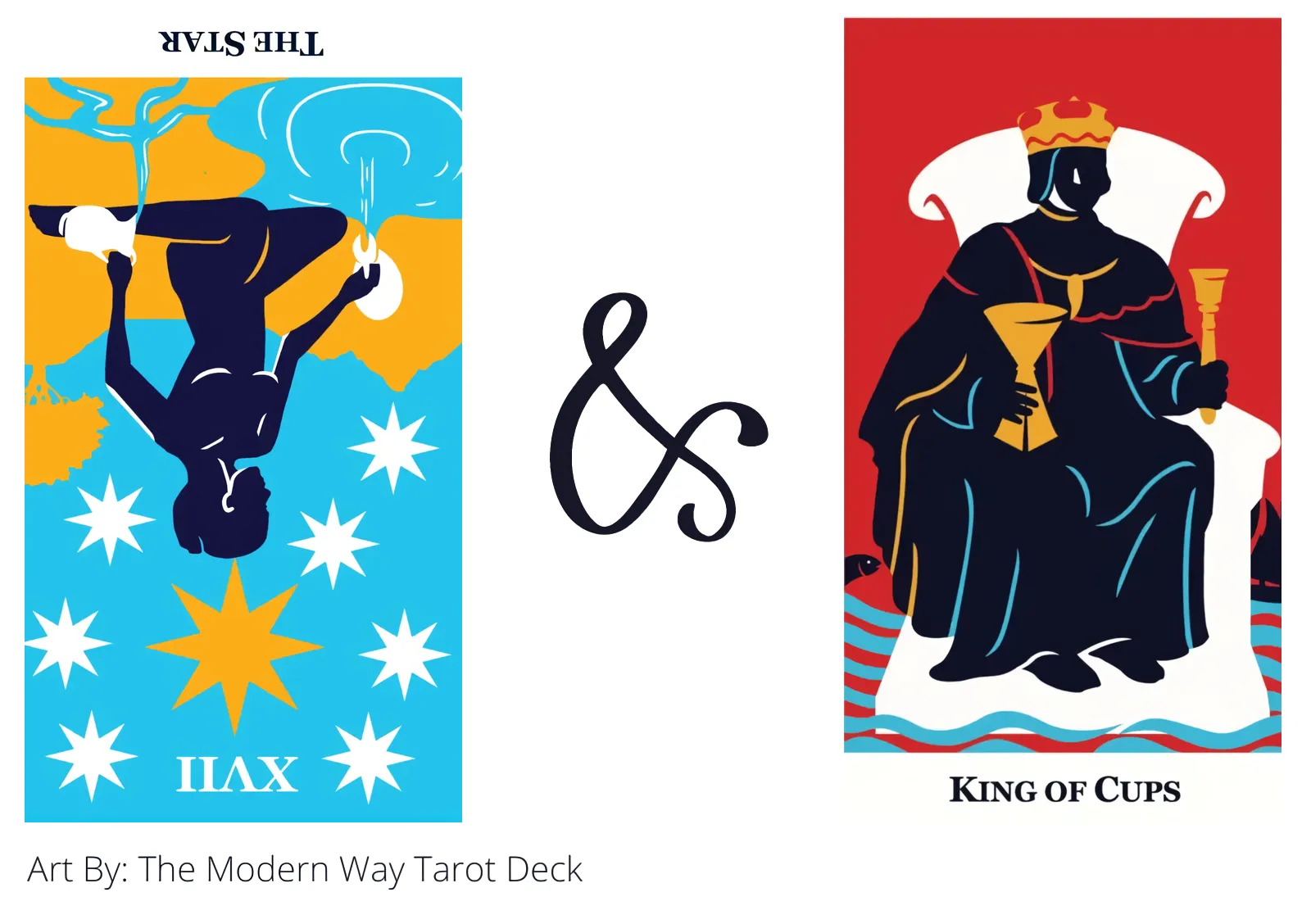 the star reversed and king of cups tarot cards together