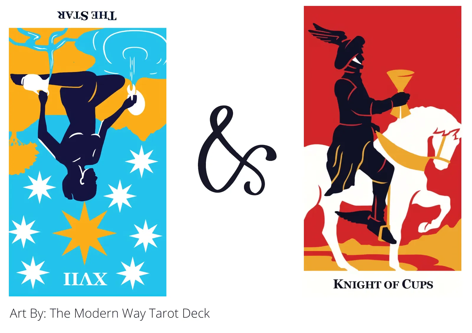 the star reversed and knight of cups tarot cards together