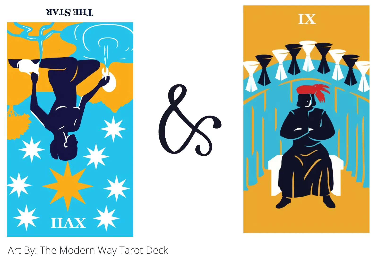 the star reversed and nine of cups tarot cards together