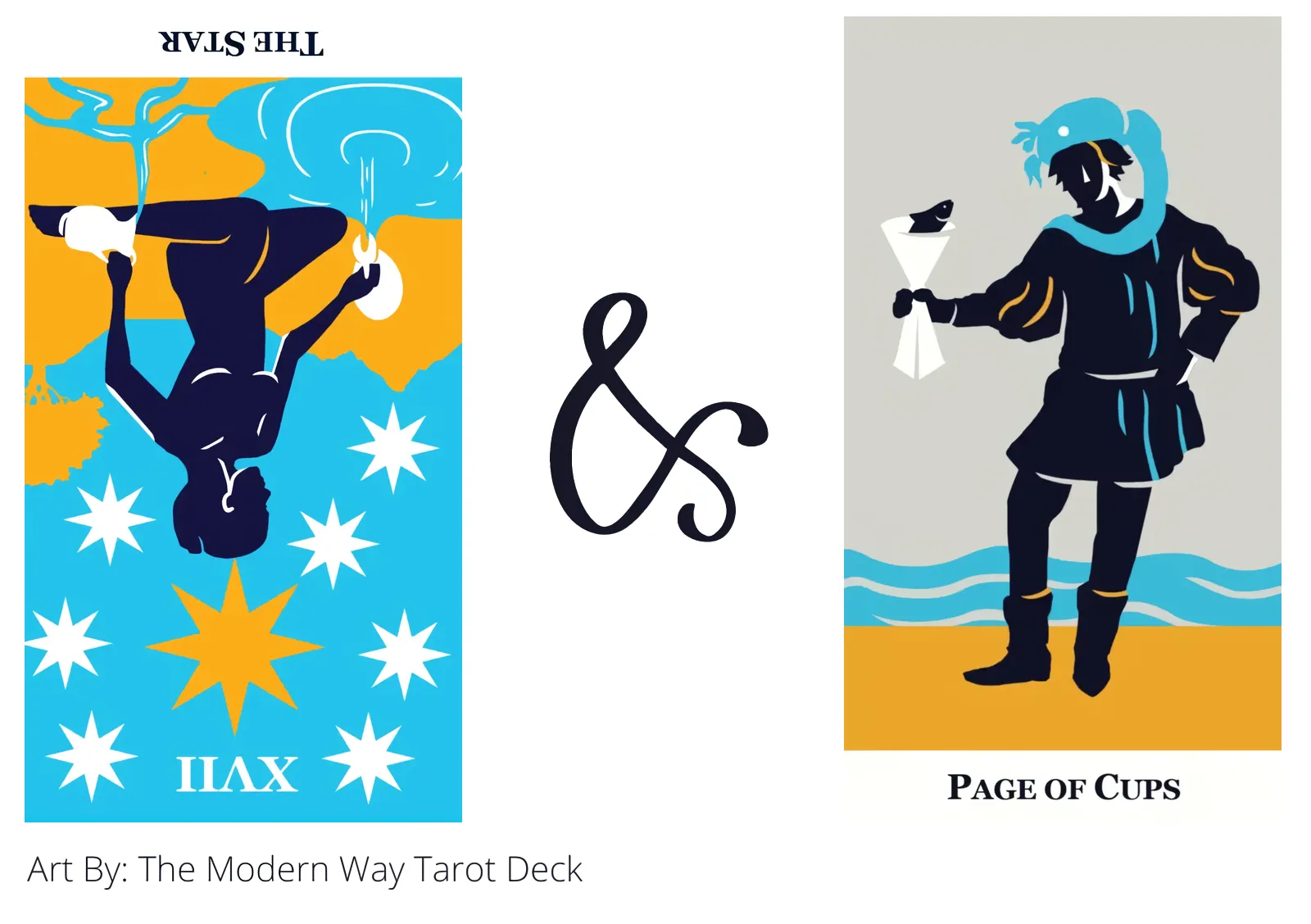the star reversed and page of cups tarot cards together