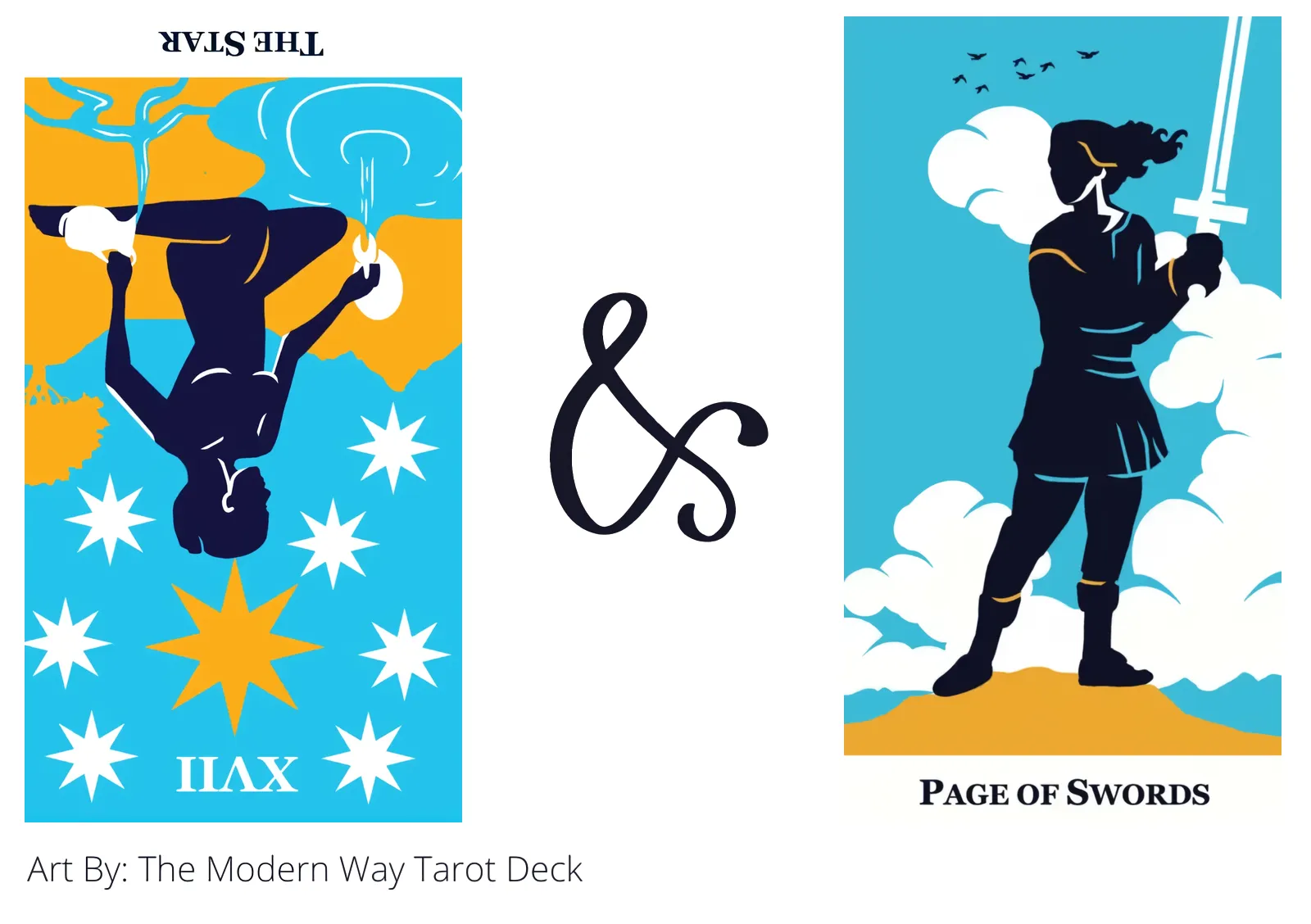 the star reversed and page of swords tarot cards together