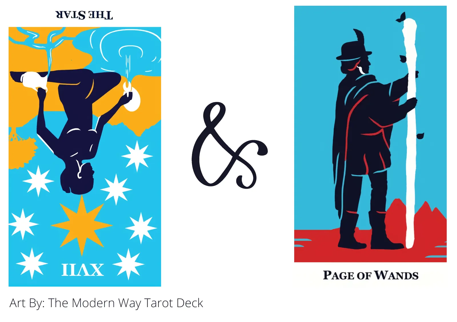 the star reversed and page of wands tarot cards together