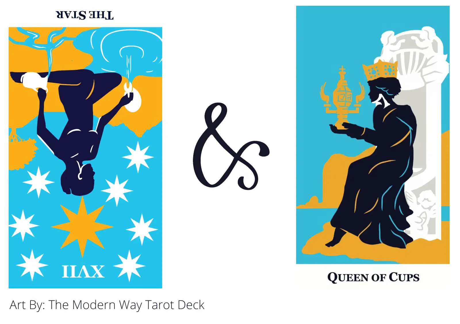 the star reversed and queen of cups tarot cards together