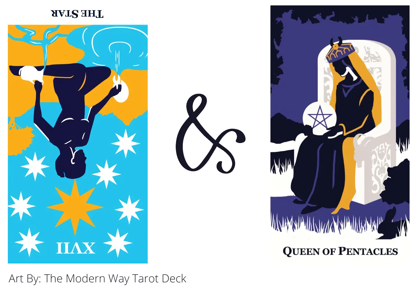 the star reversed and queen of pentacles tarot cards together