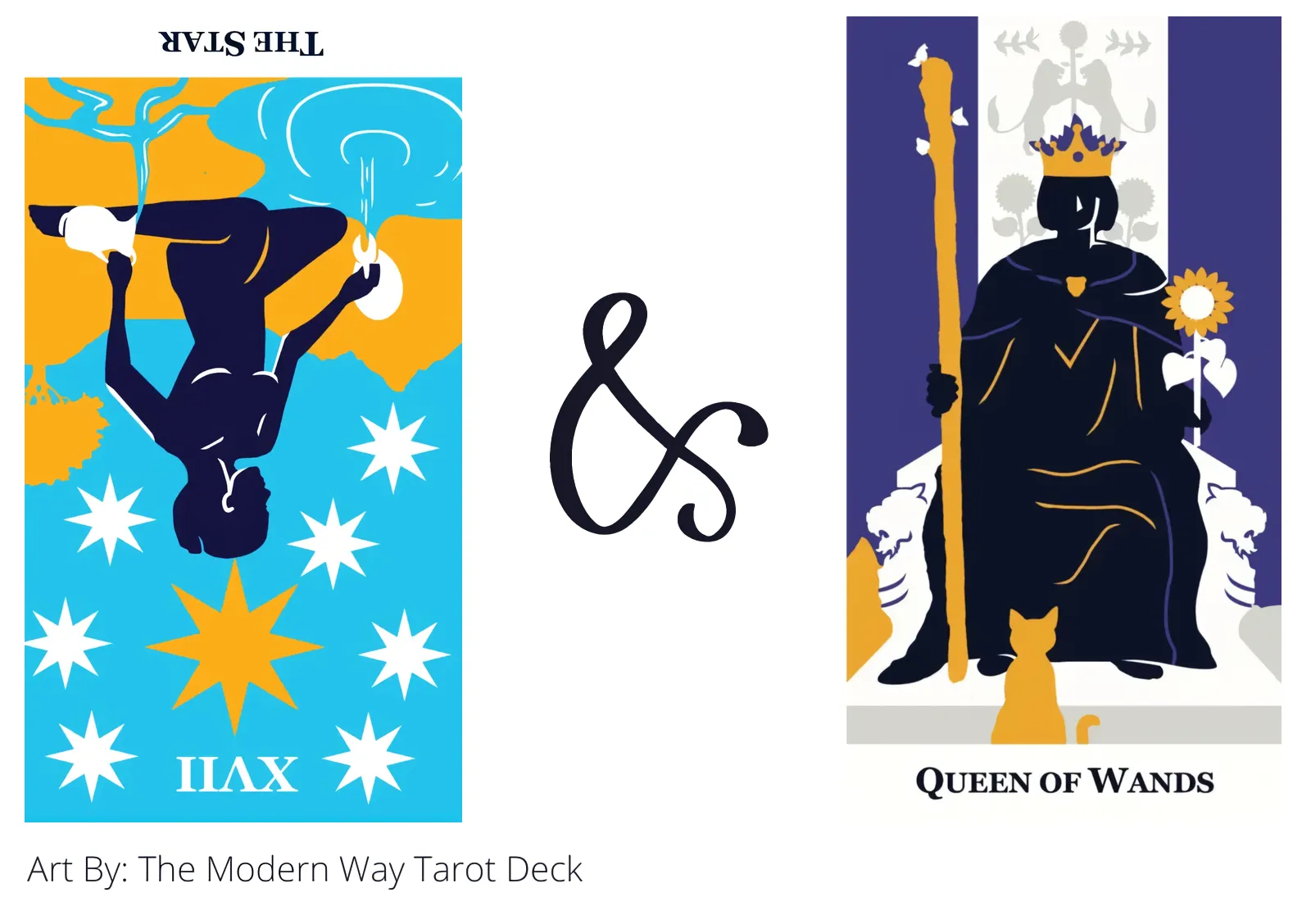 the star reversed and queen of wands tarot cards together