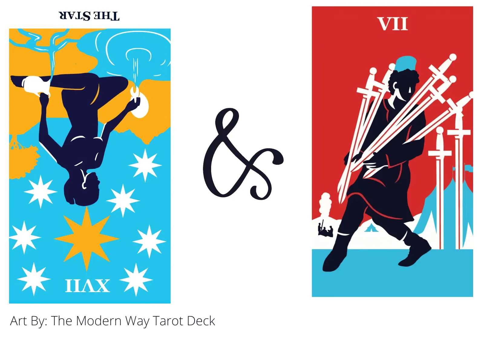the star reversed and seven of swords tarot cards together