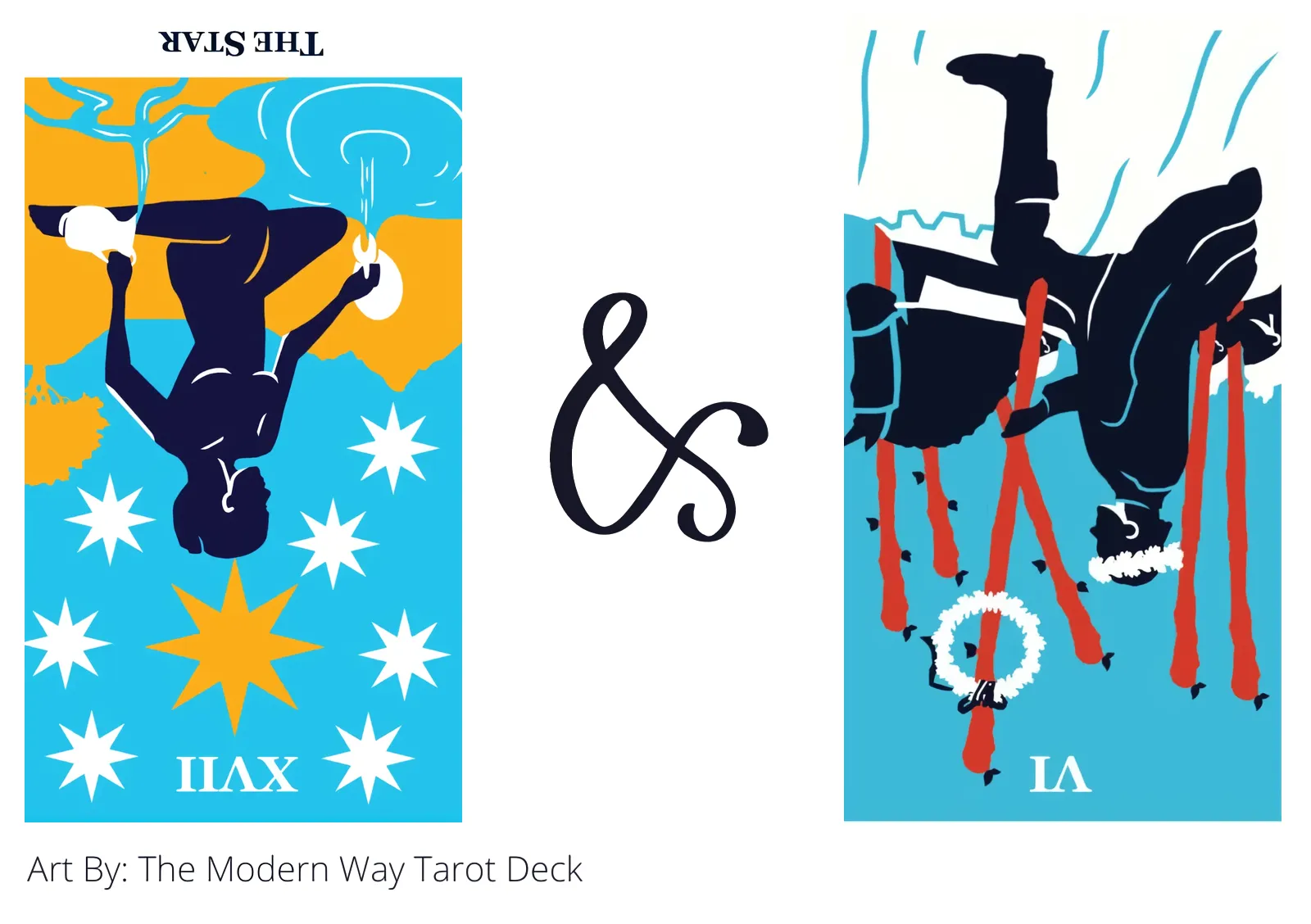 the star reversed and six of wands reversed tarot cards together