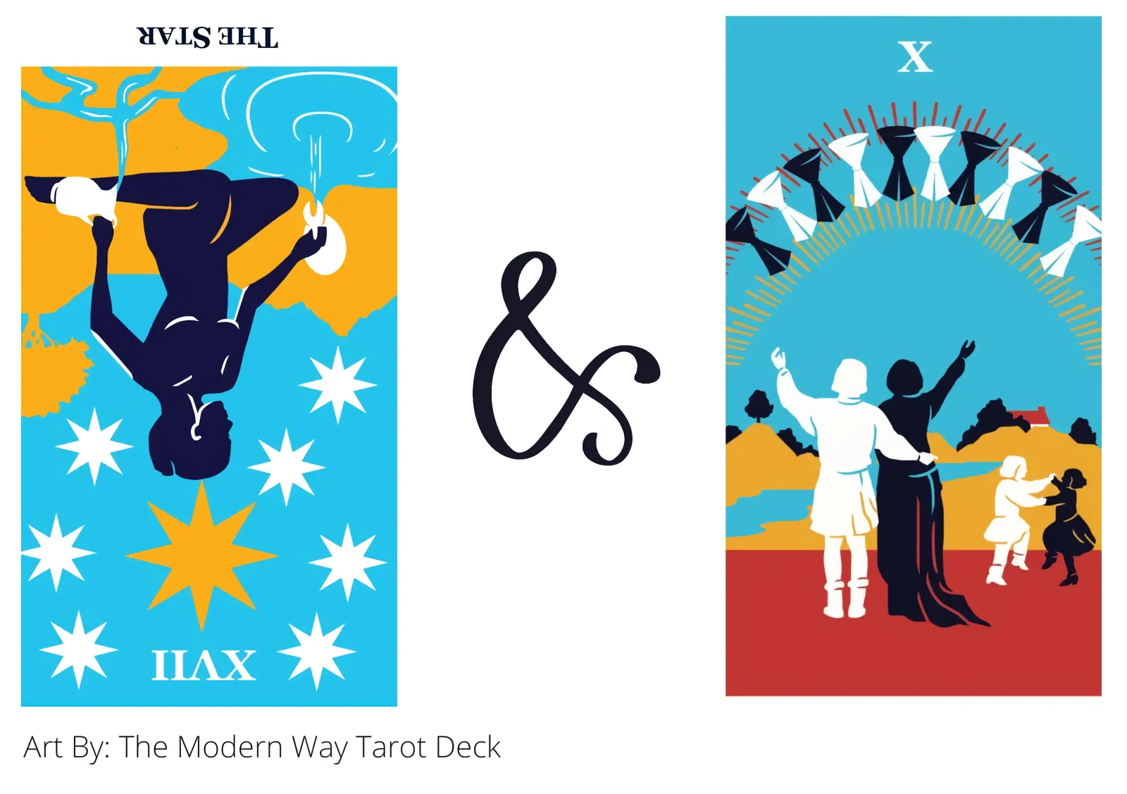 the star reversed and ten of cups tarot cards together