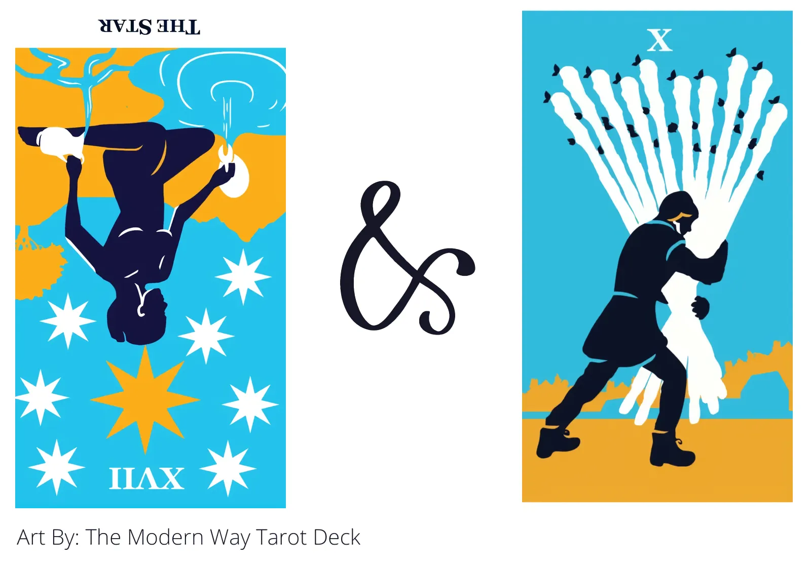 the star reversed and ten of wands tarot cards together