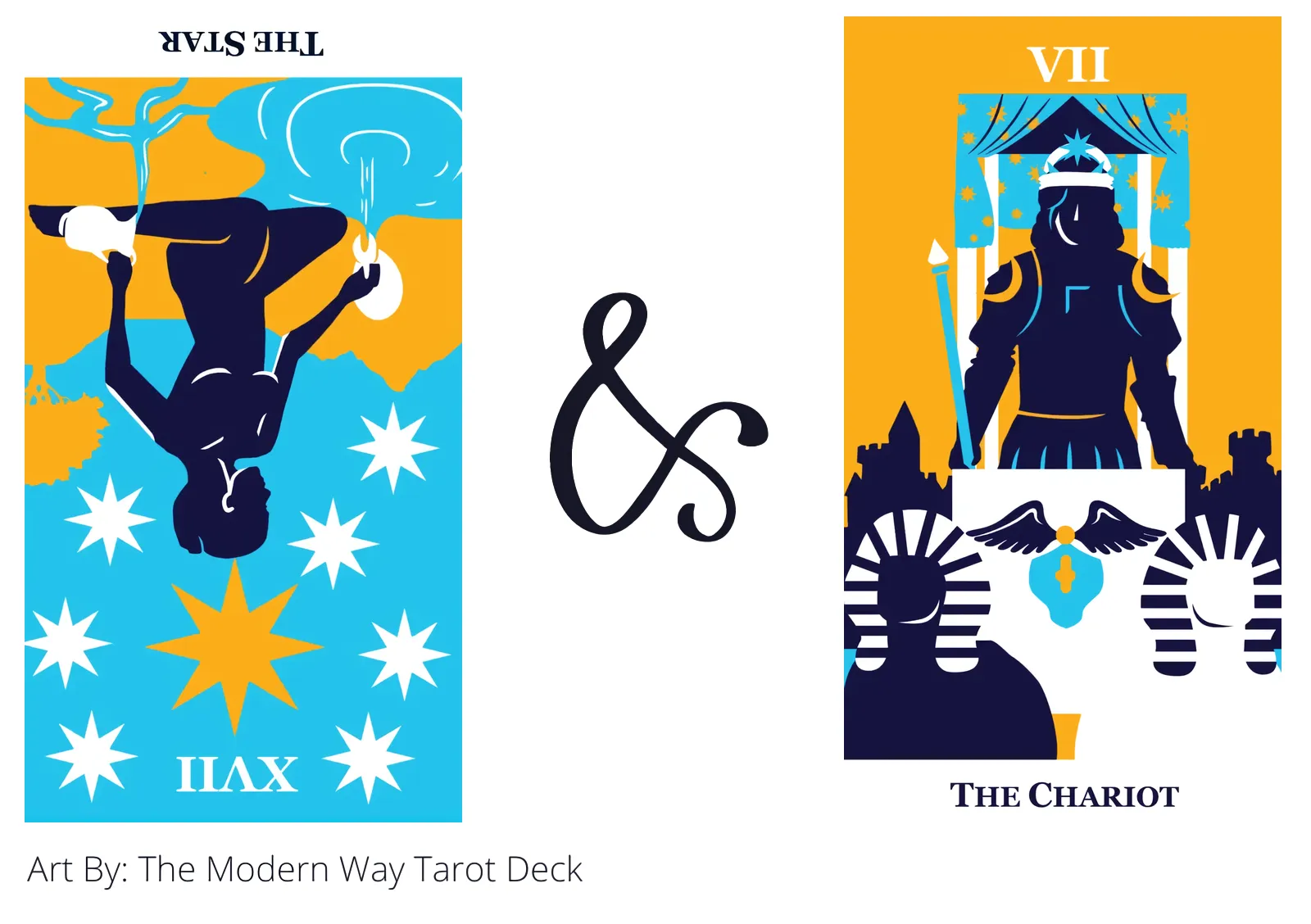 the star reversed and the chariot tarot cards together