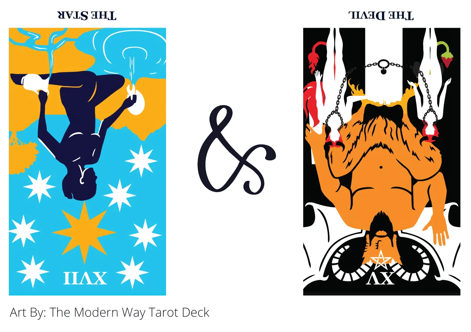 the star reversed and the devil reversed tarot cards together