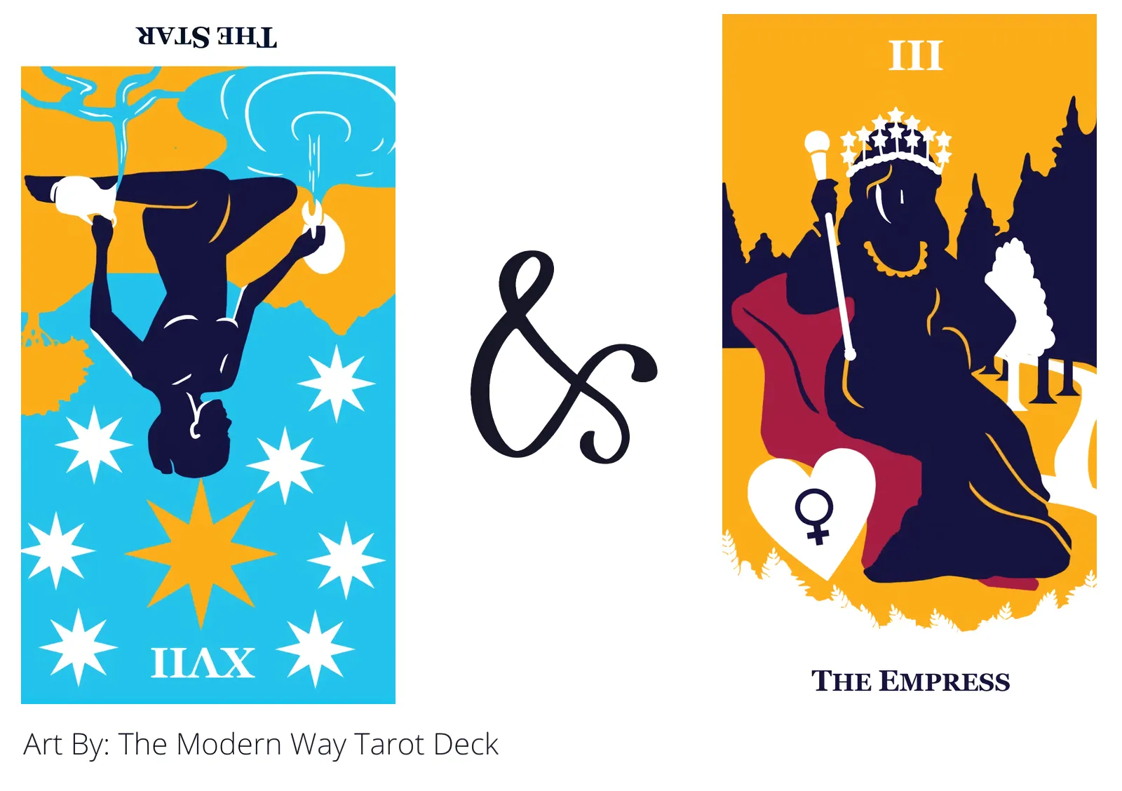 the star reversed and the empress tarot cards together