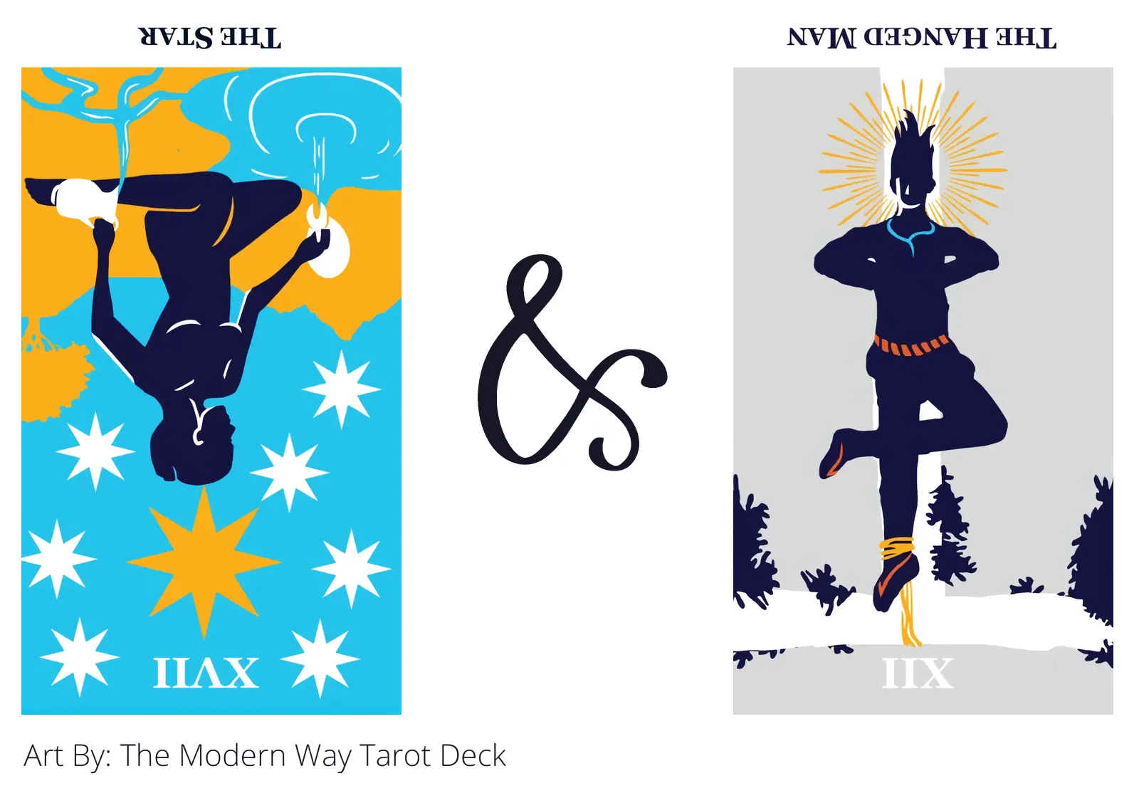 the star reversed and the hanged man reversed tarot cards together