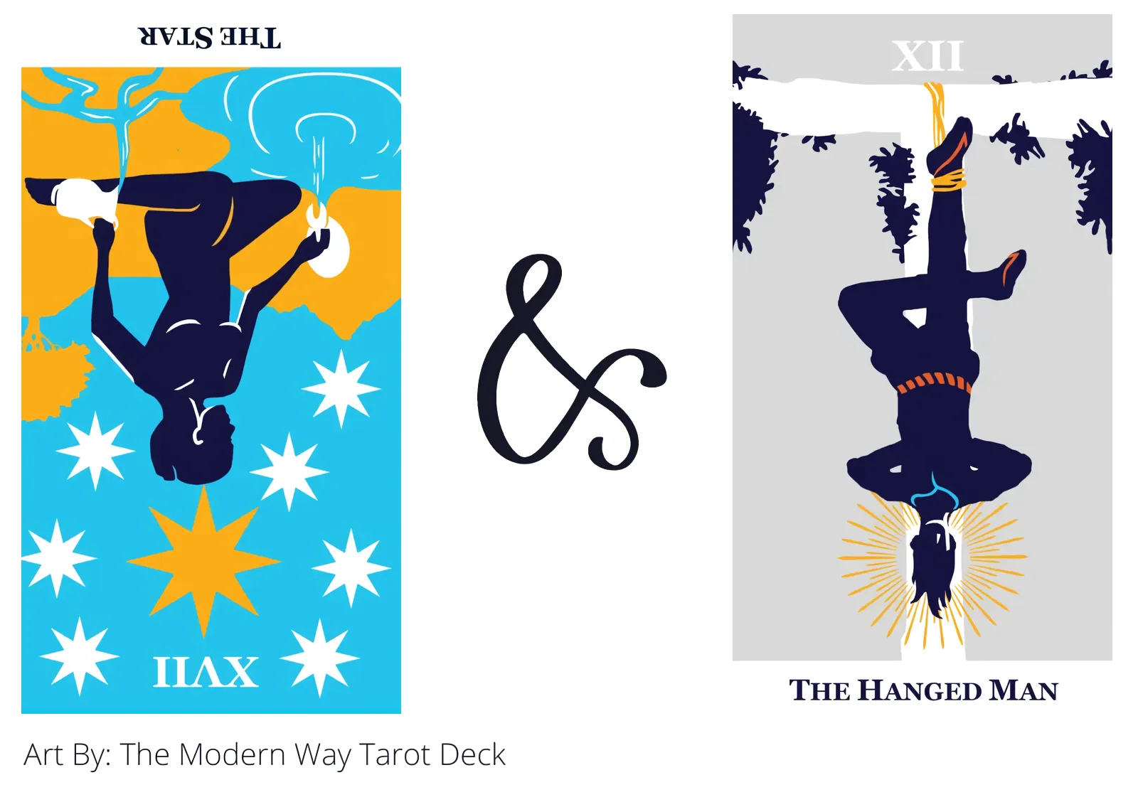 the star reversed and the hanged man tarot cards together