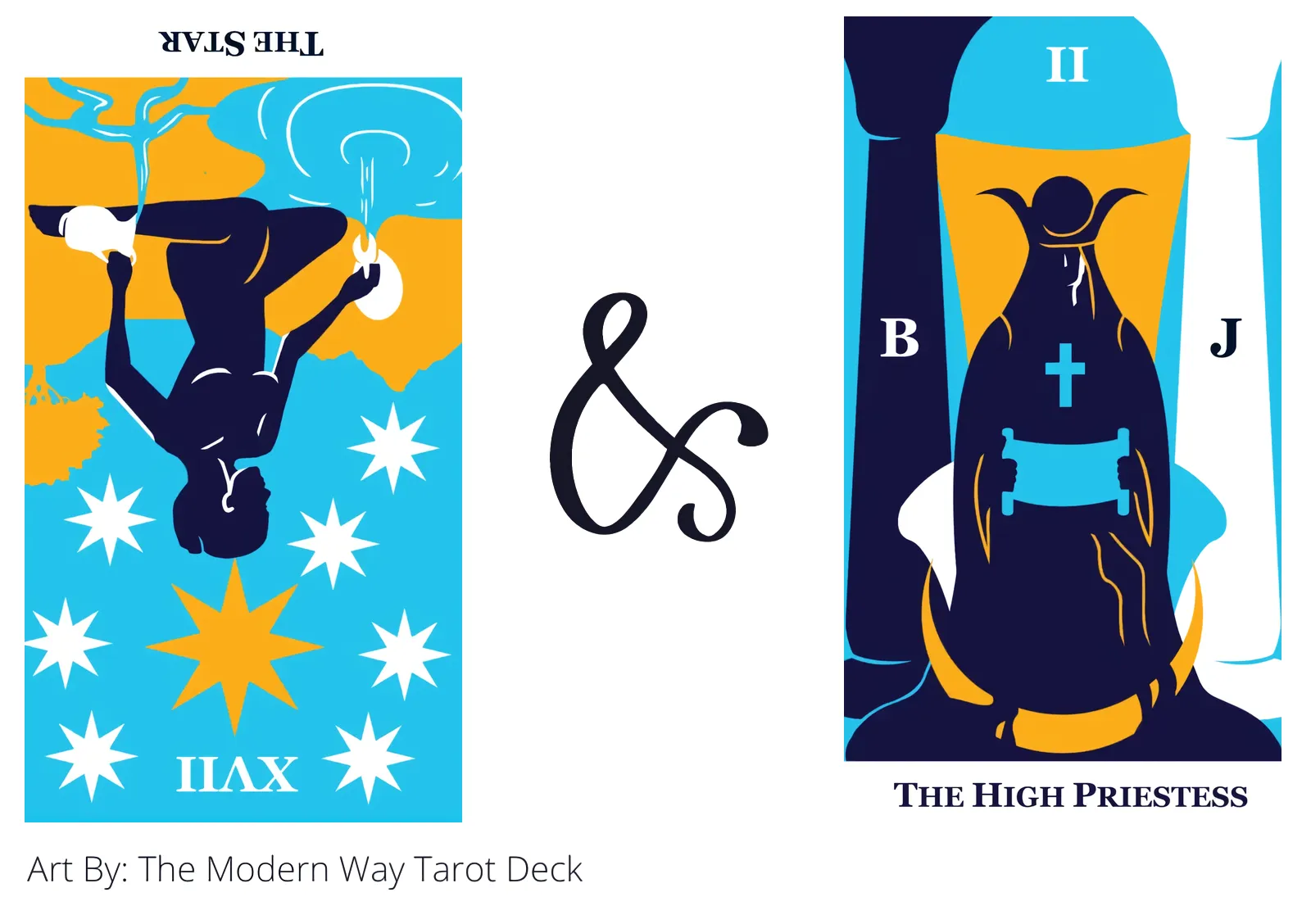 the star reversed and the high priestess tarot cards together