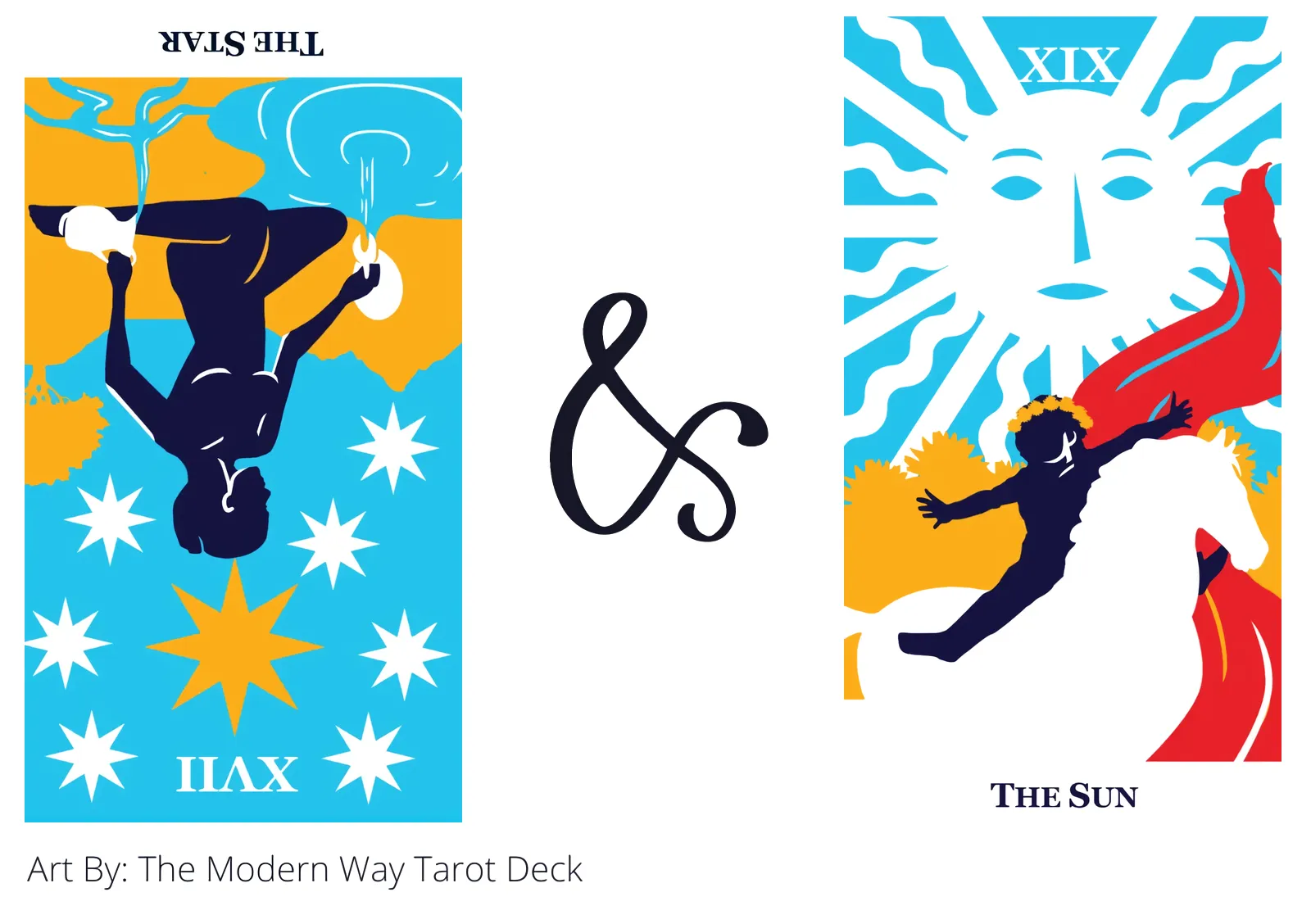 the star reversed and the sun tarot cards together