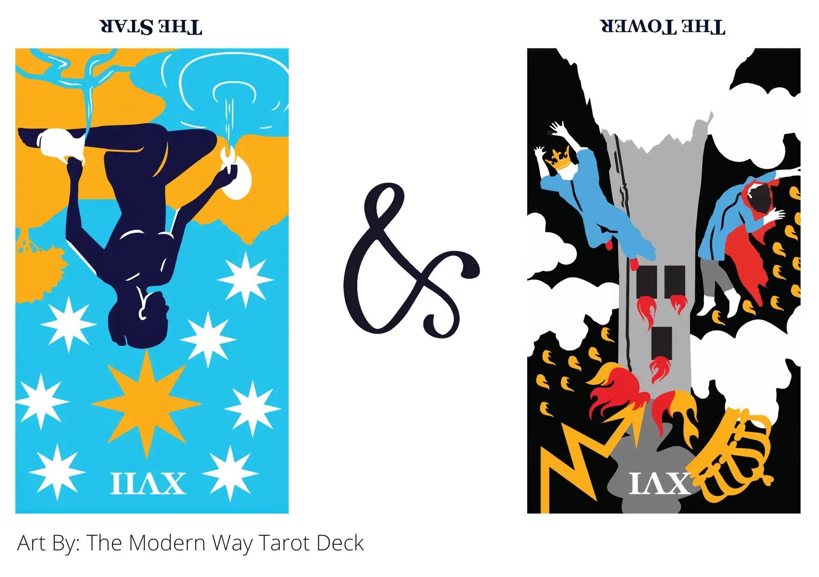 the star reversed and the tower reversed tarot cards together