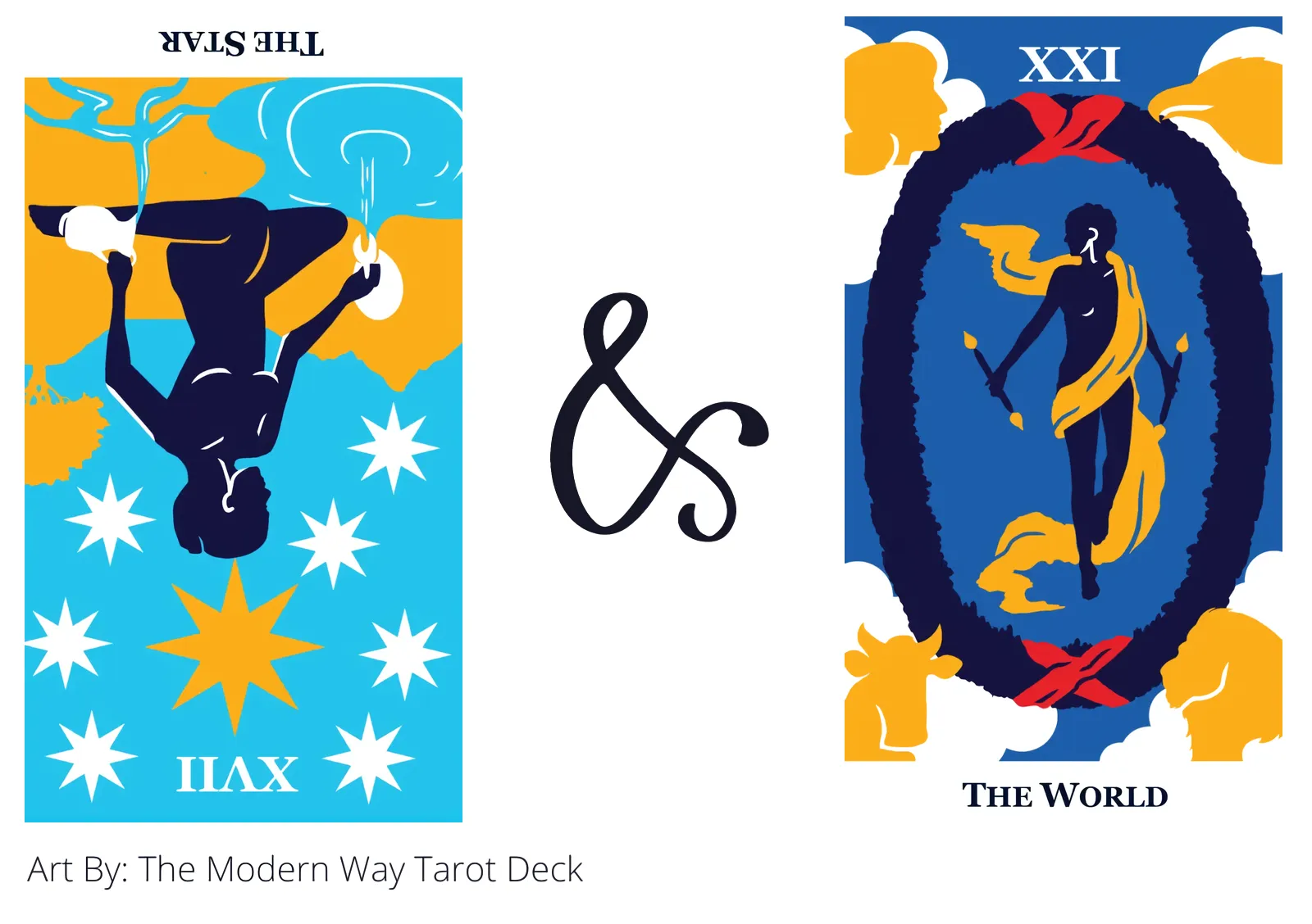 the star reversed and the world tarot cards together