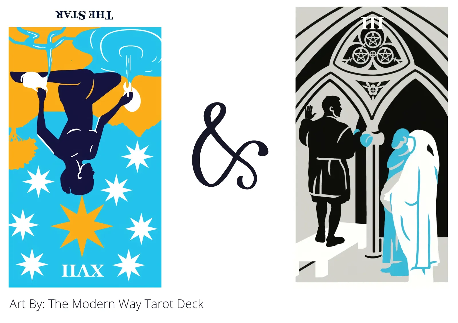 the star reversed and three of pentacles tarot cards together