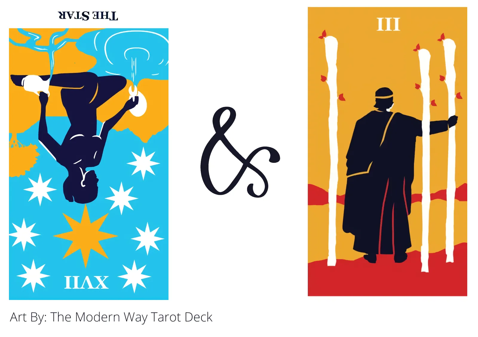 the star reversed and three of wands tarot cards together