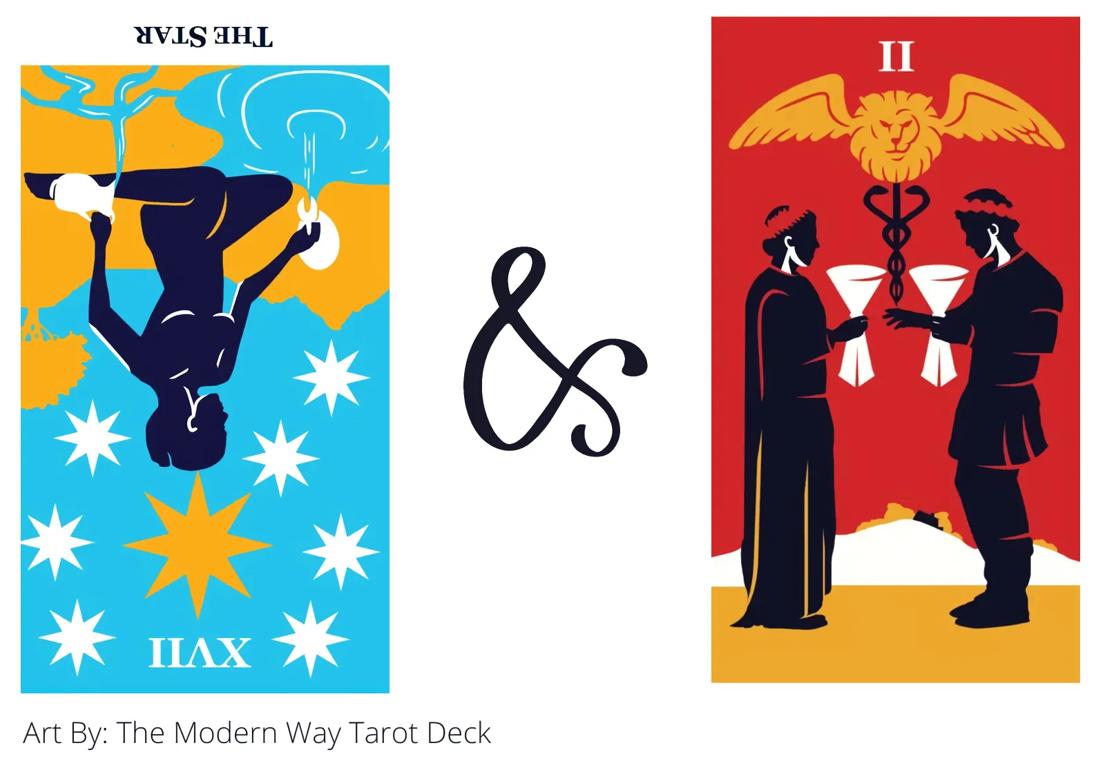 the star reversed and two of cups tarot cards together