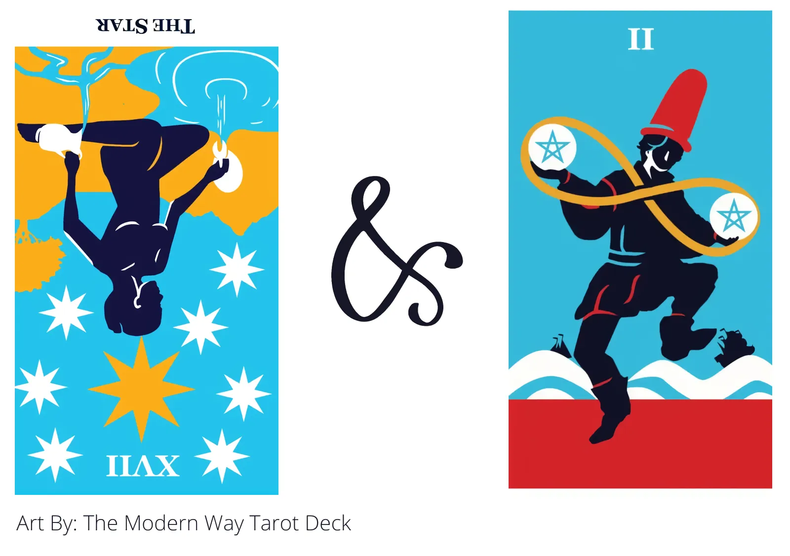 the star reversed and two of pentacles tarot cards together