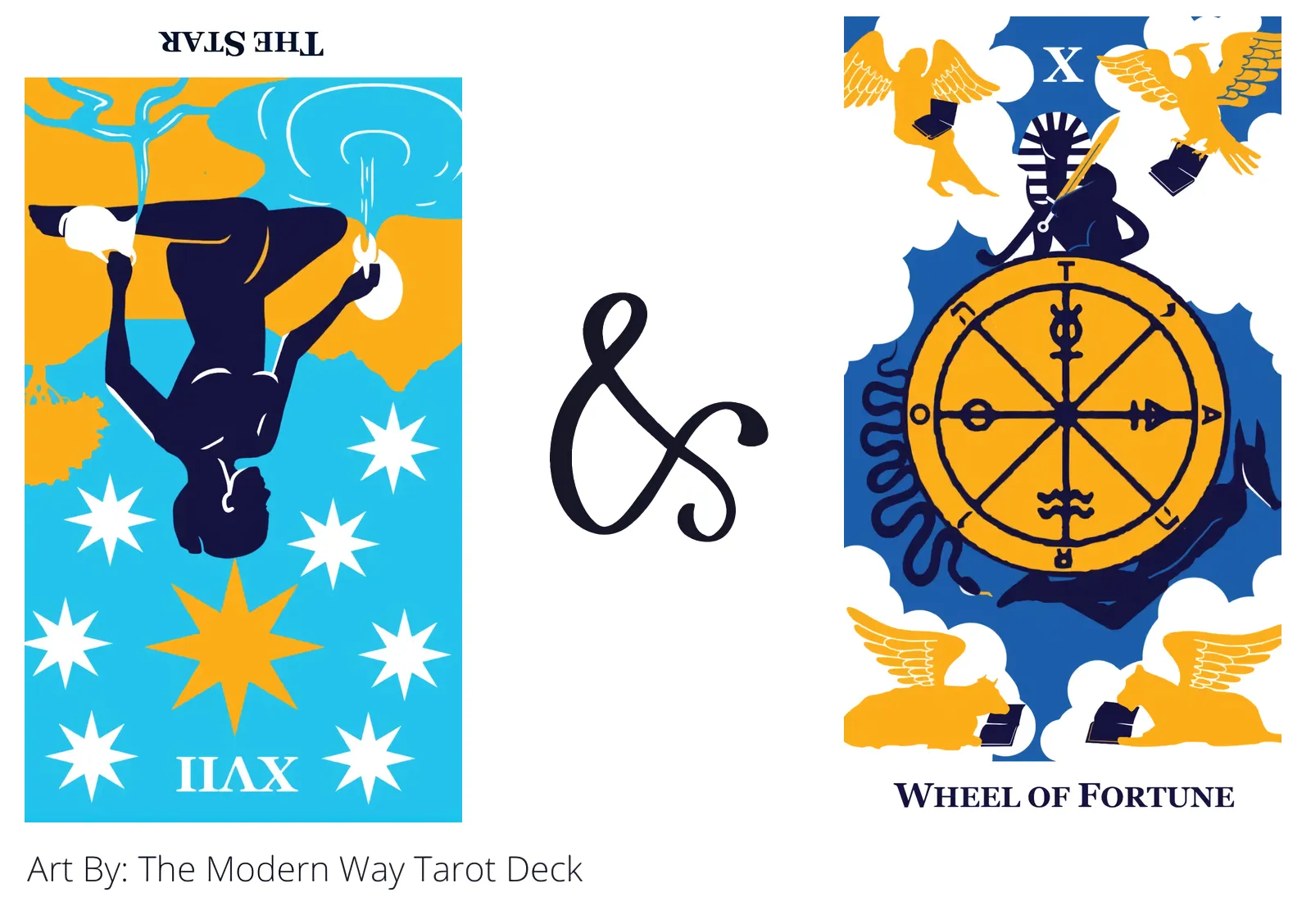 the star reversed and wheel of fortune tarot cards together