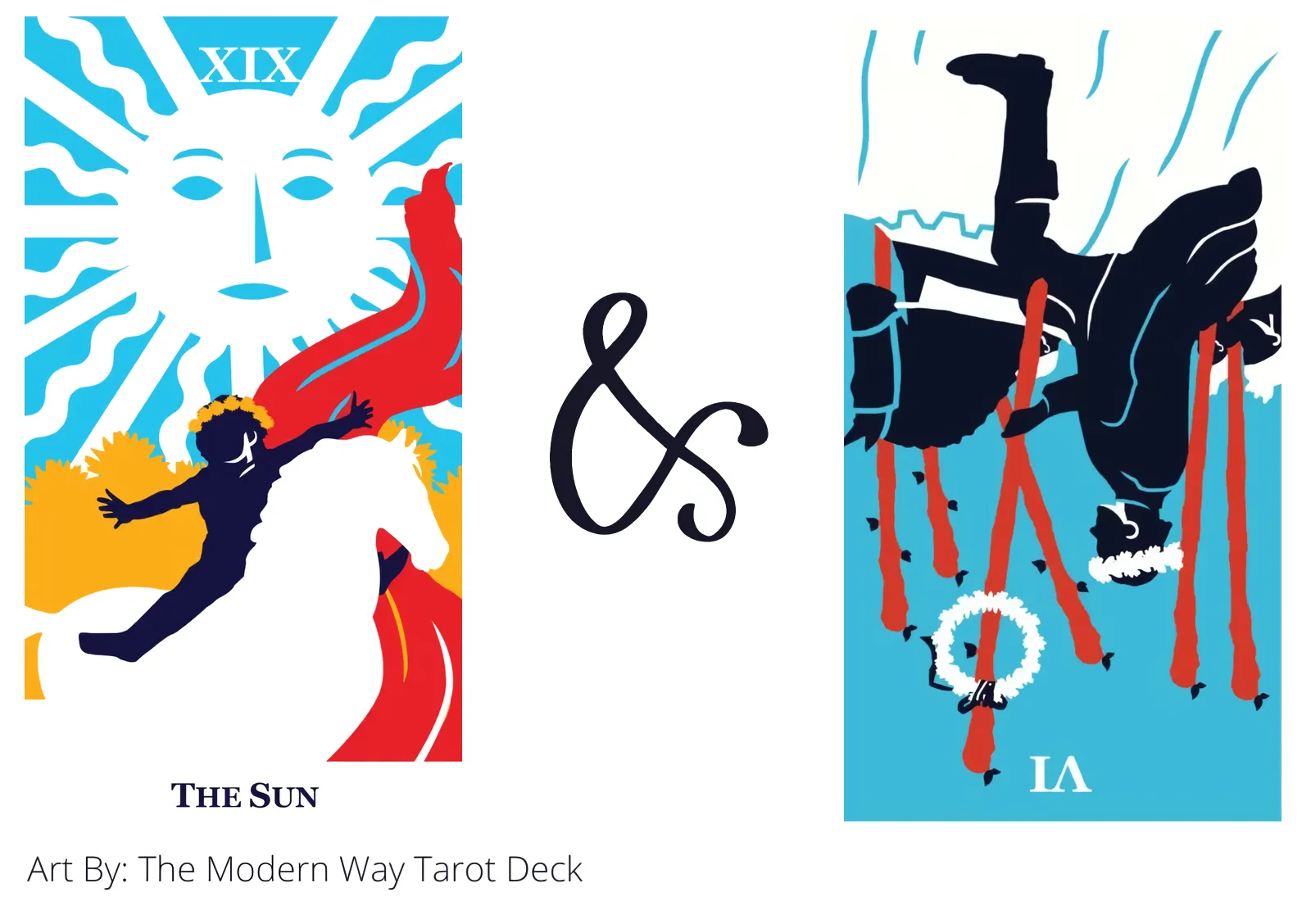 the sun and six of wands reversed tarot cards together